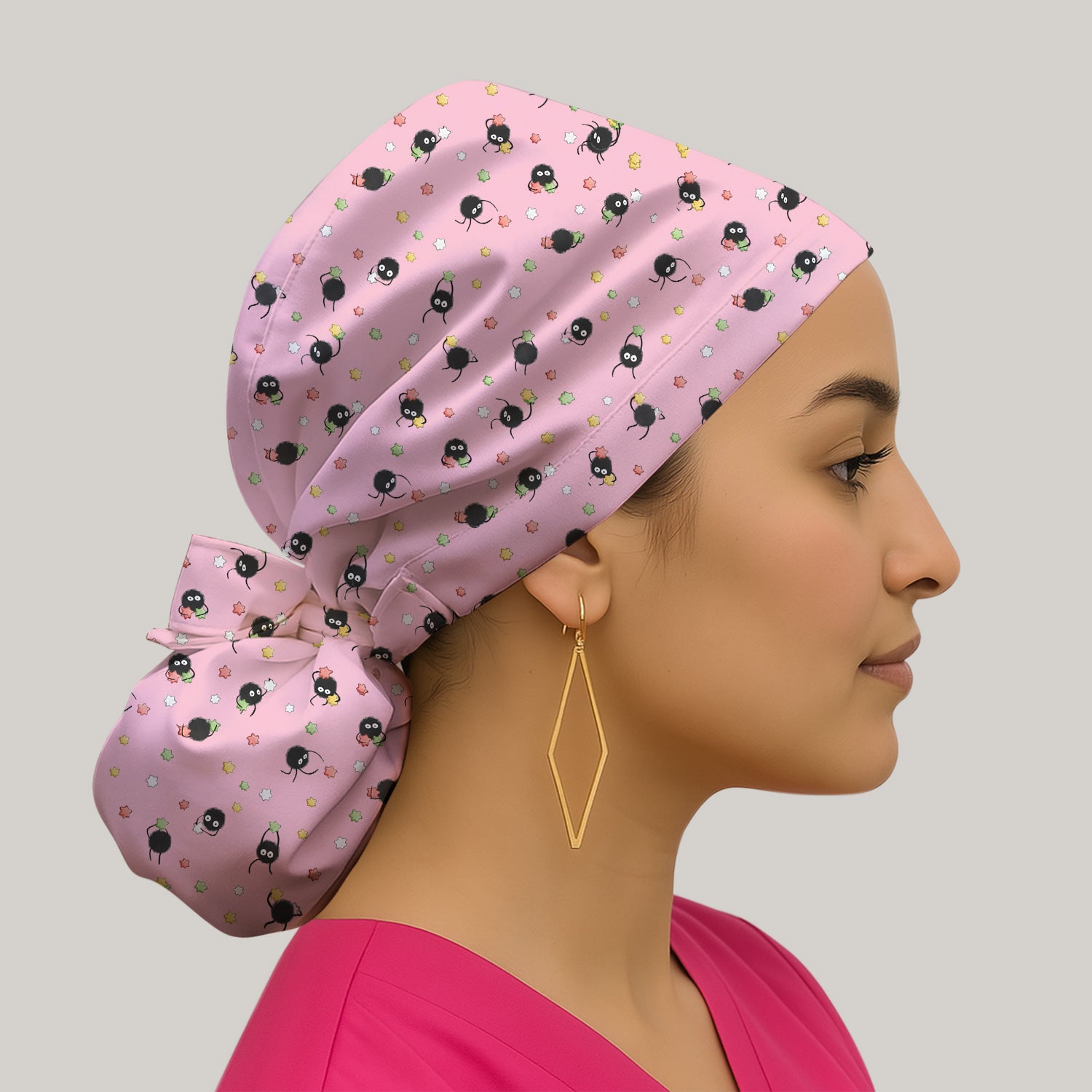 Funny Spider Pattern Pattern Pattern Scrub Cap, Cartoon Spider Pattern Nursing Uniform For Women