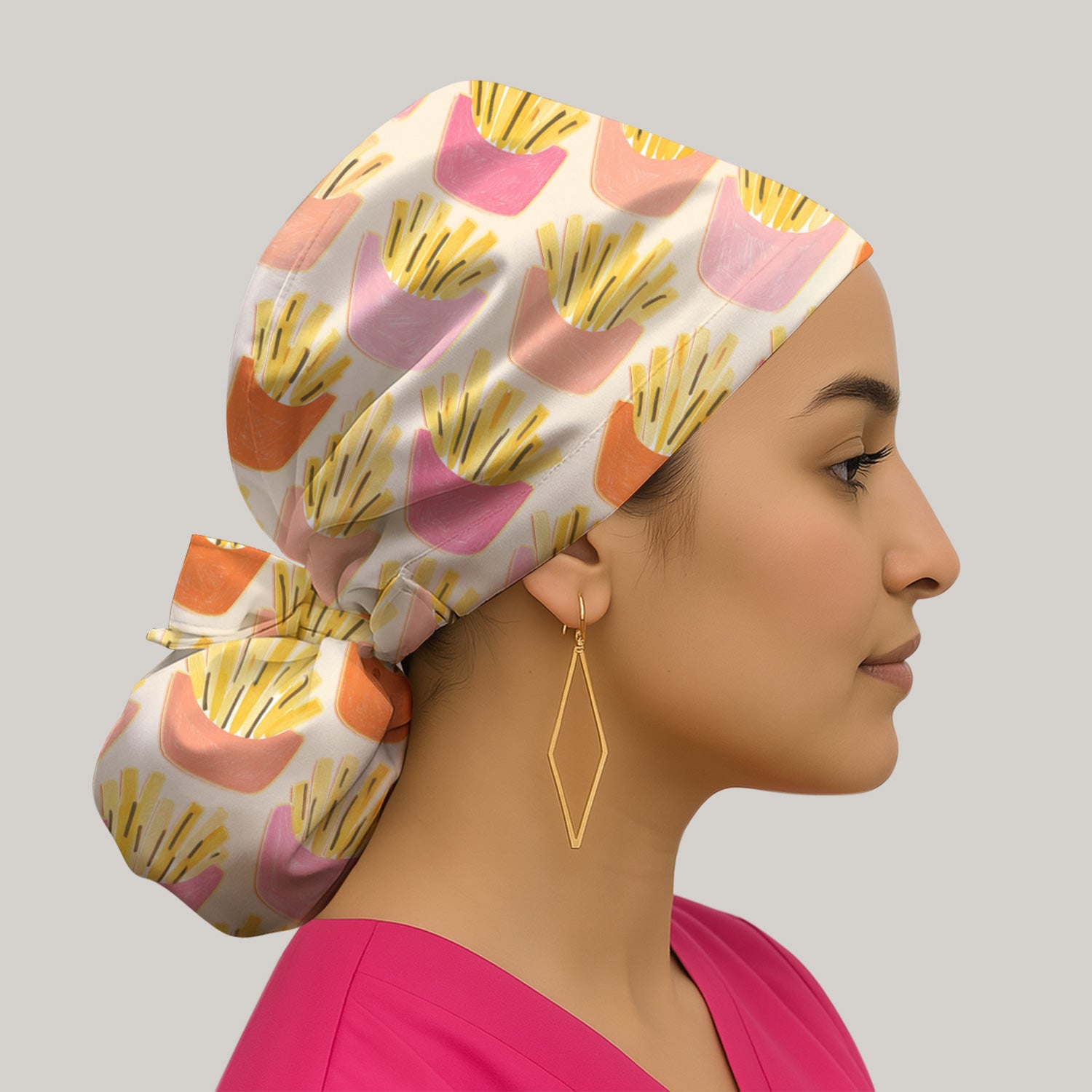 Funny French Fries Snack Food Pattern Scrub Cap, Surgical Caps for Doctors