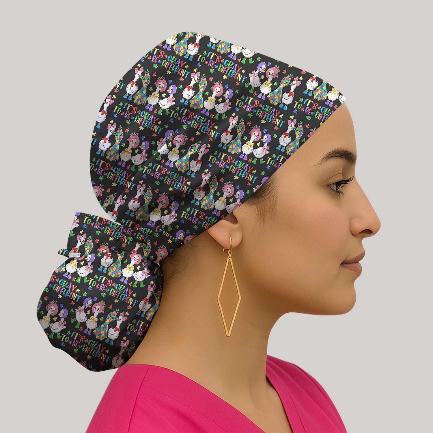 It’s Okay To Be Different Duck Pattern Cap, Surgical Caps for Doctors