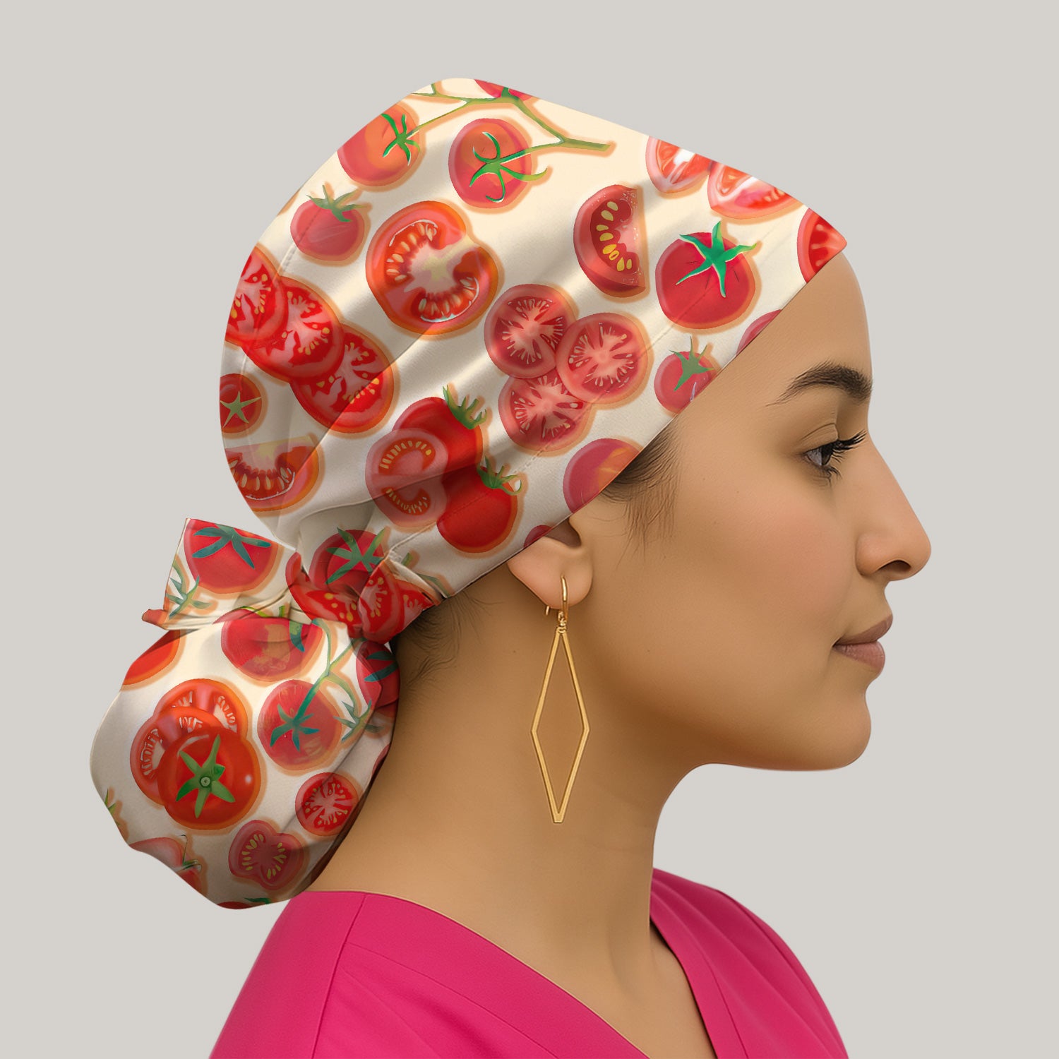 Fresh Tomato Slices Cherry Tomato Pattern Caps, Bouffant Scrub Caps for Women