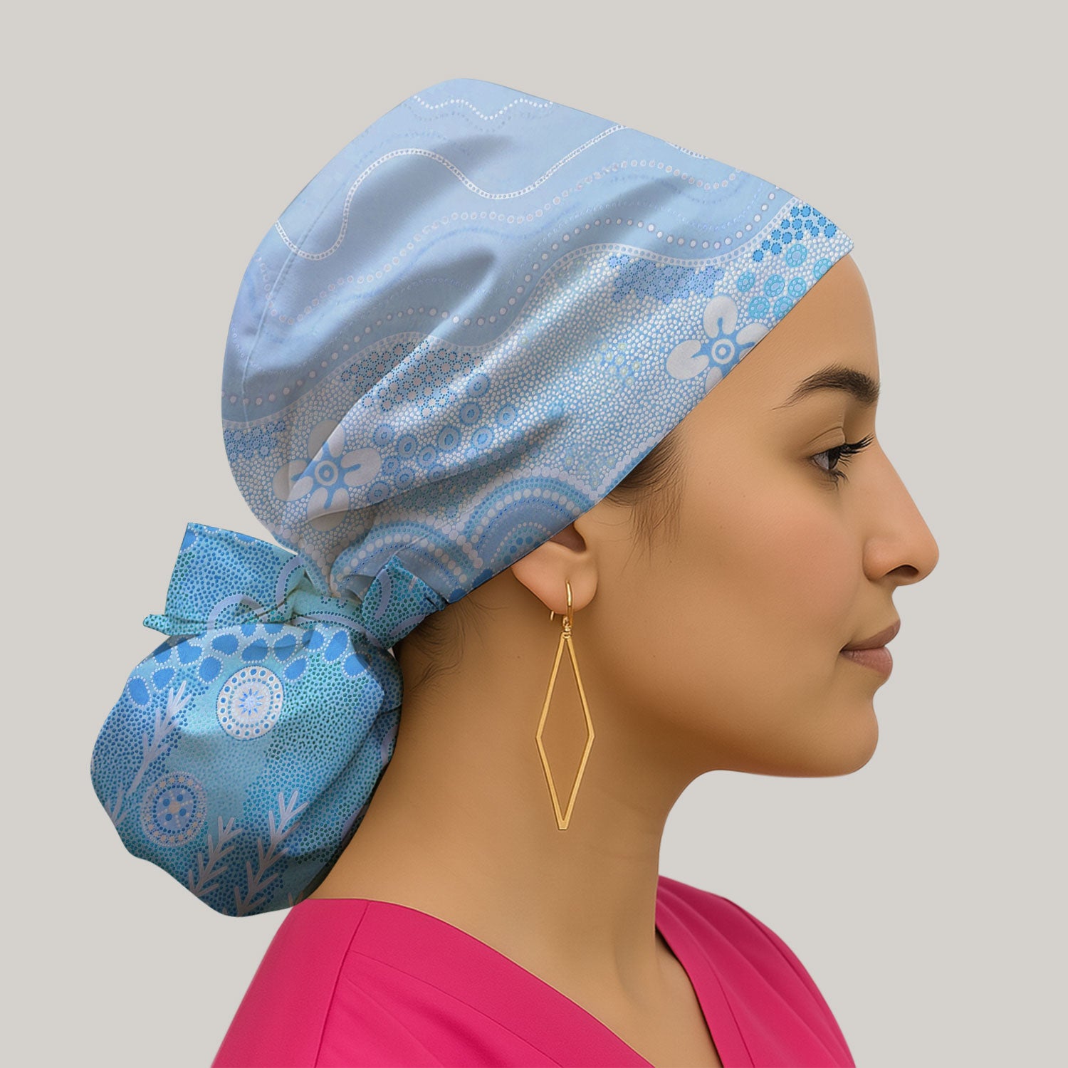 Floral Mandala Dot Pattern Cap, Surgical Caps for Doctors