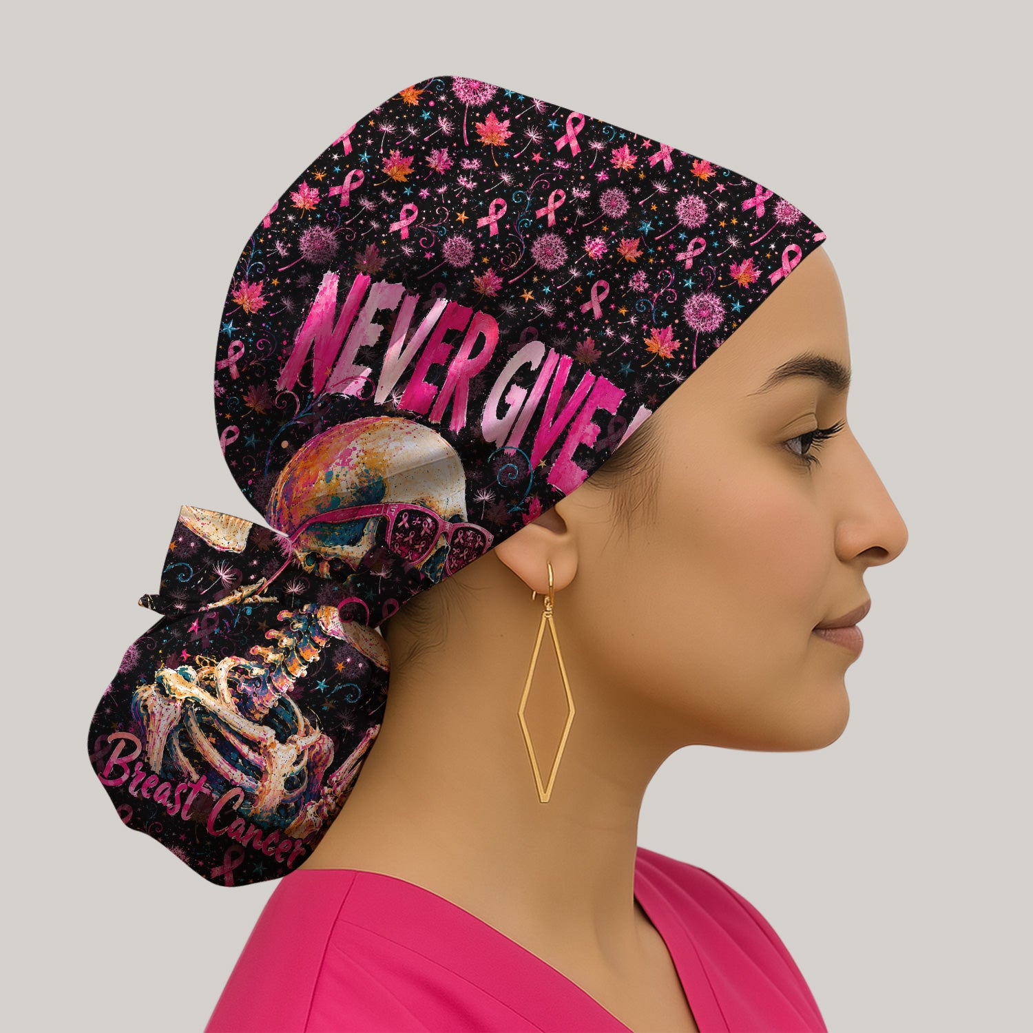 Meaningful Breast Cancer Awareness Skeleton Scrub Cap, Surgical Caps for Doctors