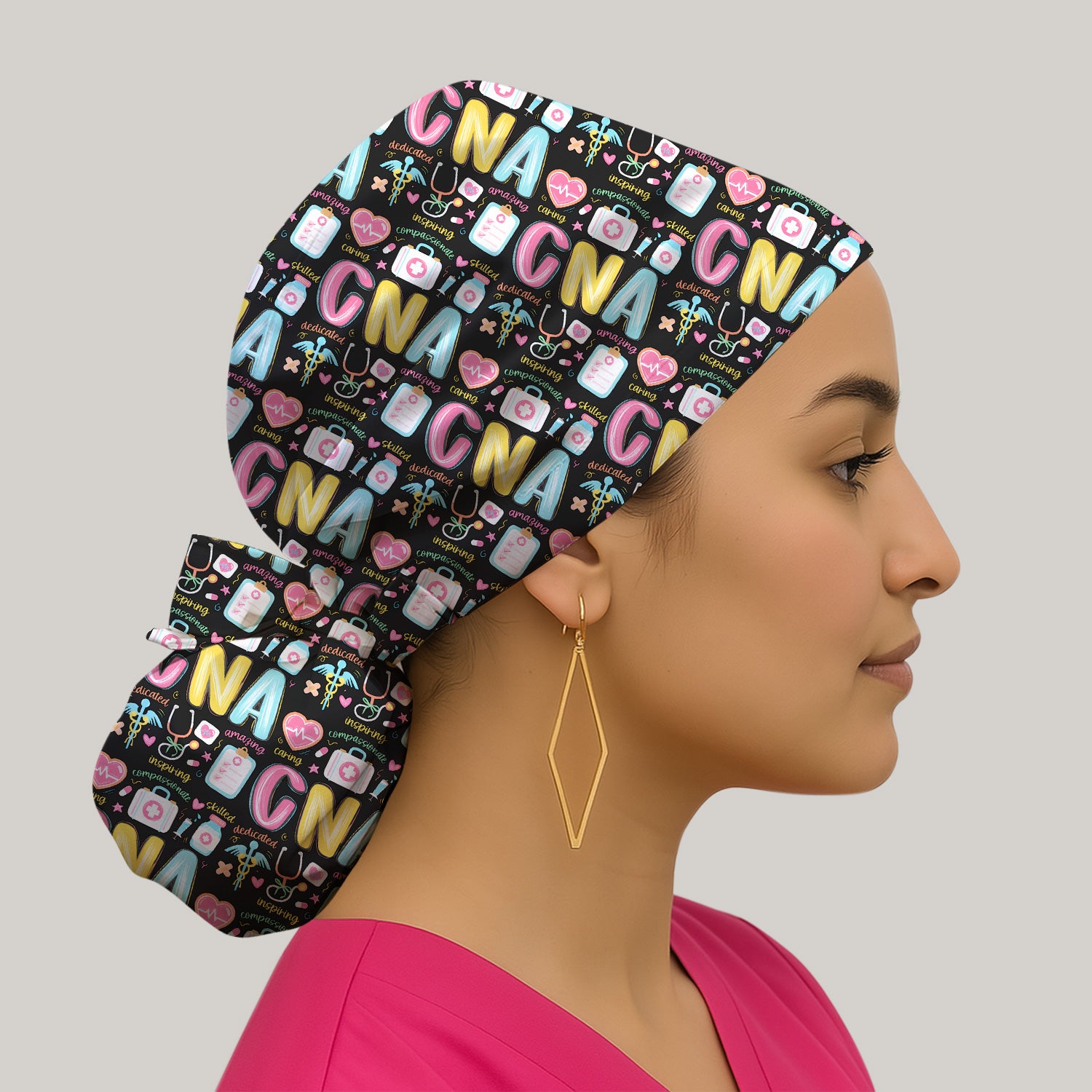CNA Nurse Appreciation Pattern Scrub Cap, Surgical Caps for Doctors