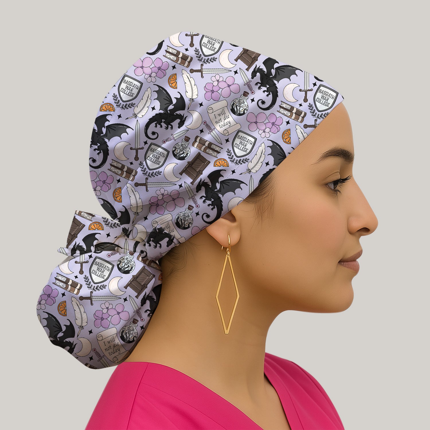 Spooky Gothic Fantasy Dragon Pattern Scrub Cap, Surgical Caps for Doctors