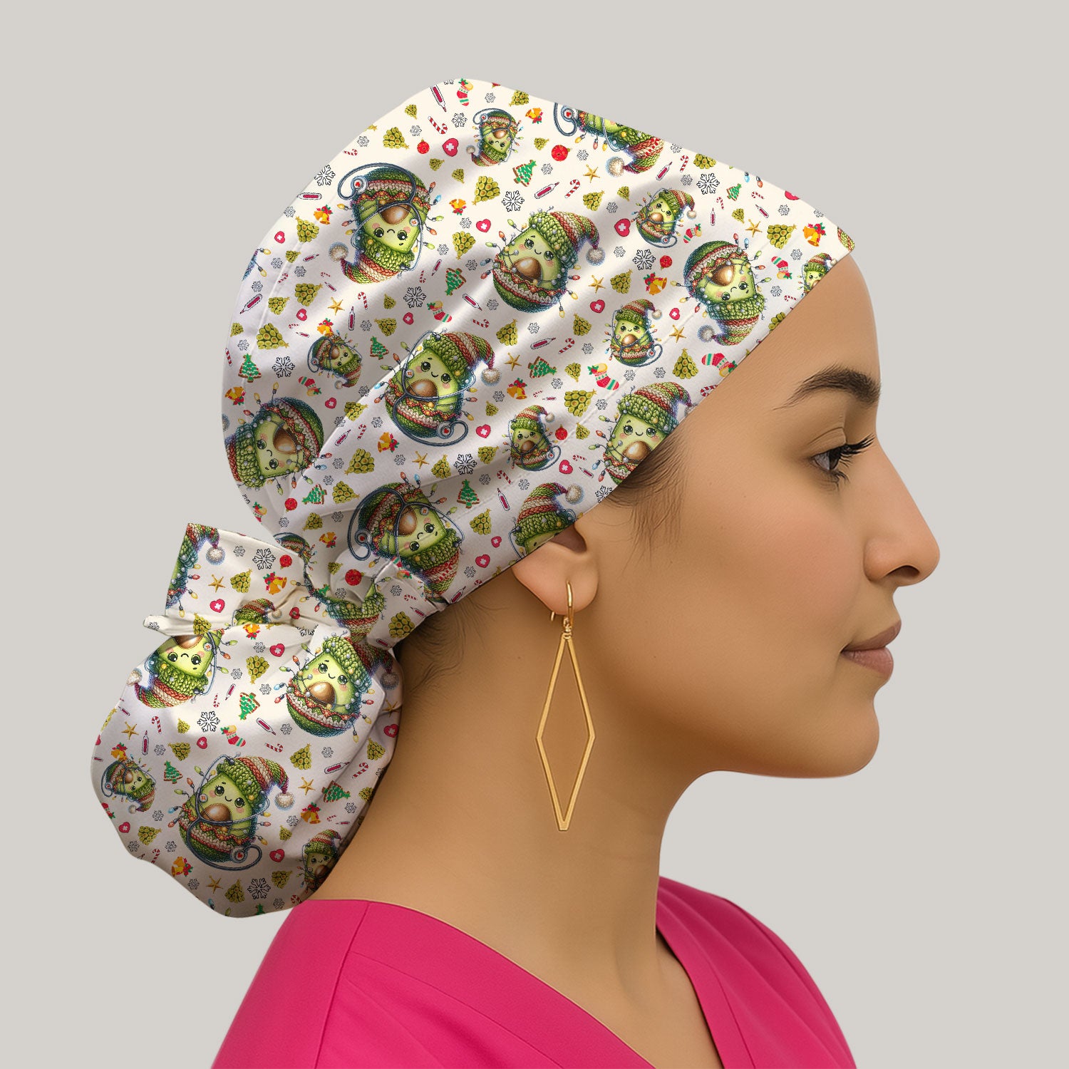 Avocado Bouffant Scrub Caps for Women - Funny Christmas Gift - Breathable Fabrics Caps Uniform