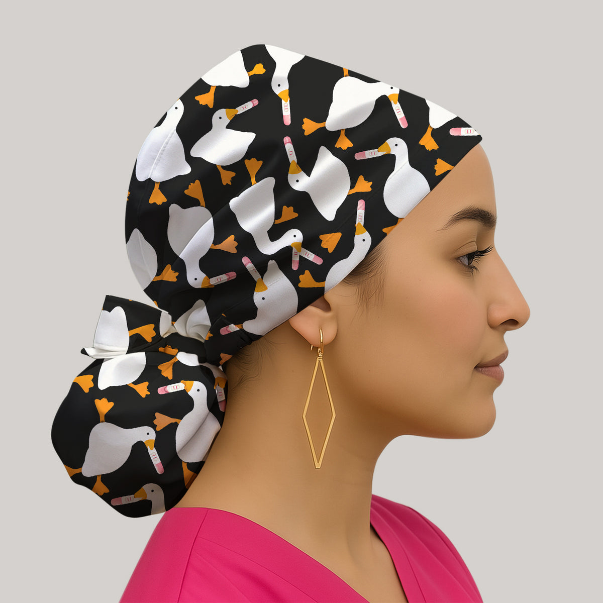 Funny Geese Holding Pregnancy Test Scrub Cap, Surgical Caps for Doctors