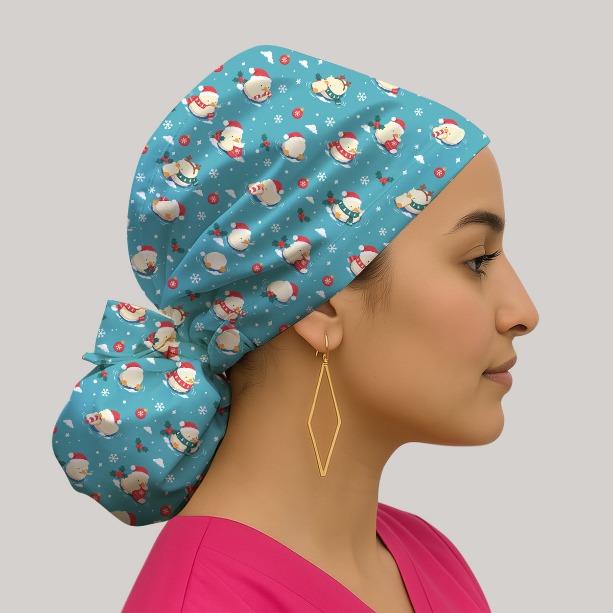 Christmas Ducks In Santa Hats Scrub Cap, Surgical Caps for Doctors