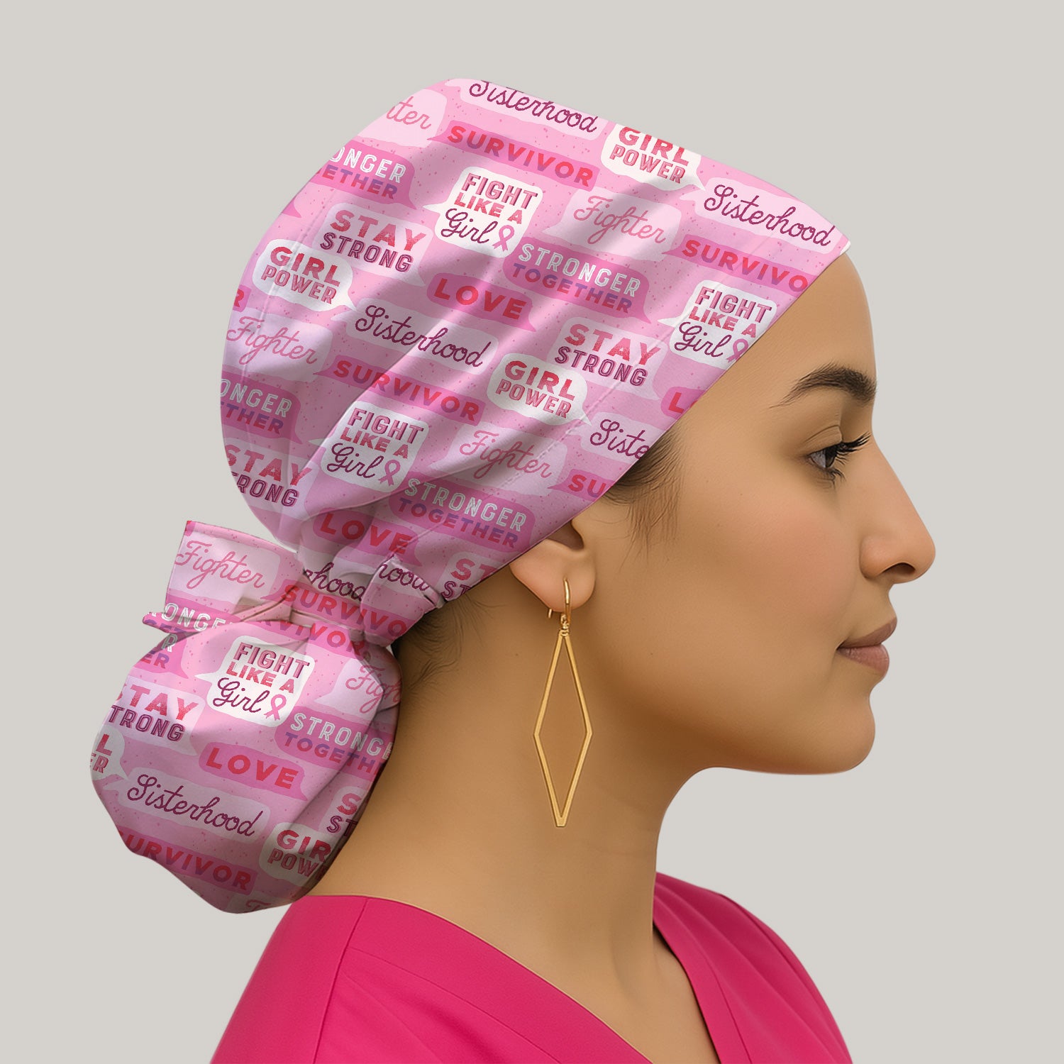 Pink Ribbon Quotes Scrub Cap, Surgical Caps for Doctors