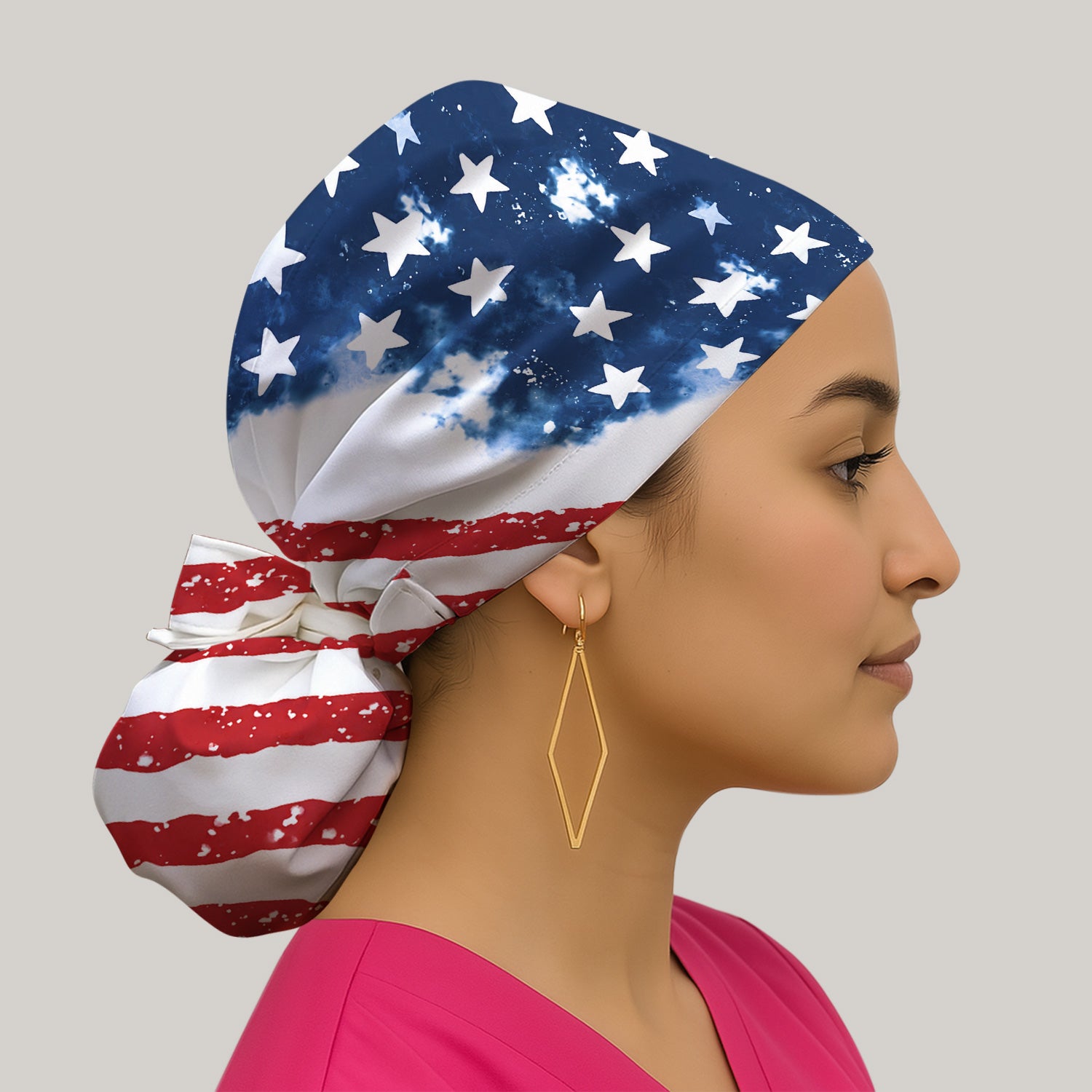 USA Stars And Stripes Pattern Scrub Cap, Surgical Caps for Doctors