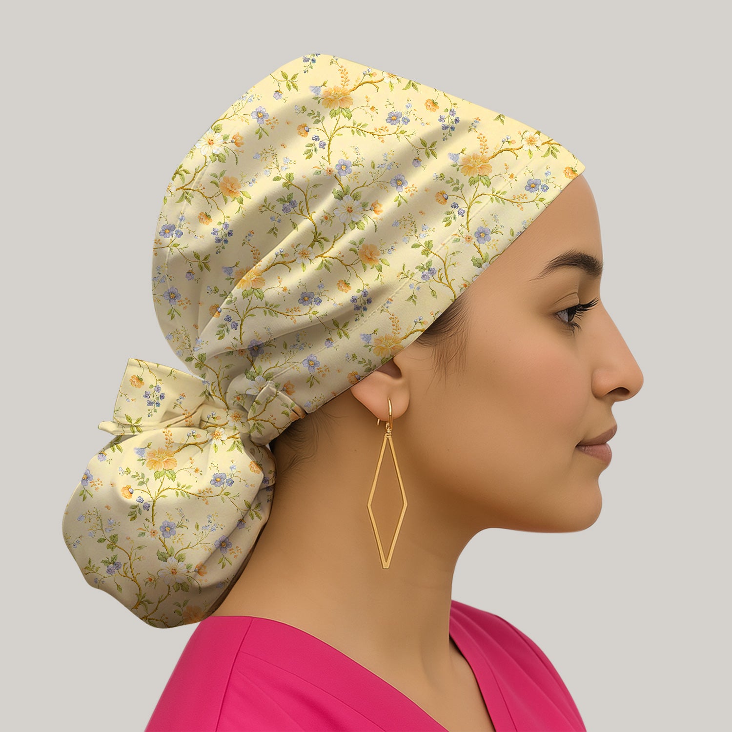 Sunny Wildflower Garden Floral Scrub Cap, Surgical Caps for Doctors