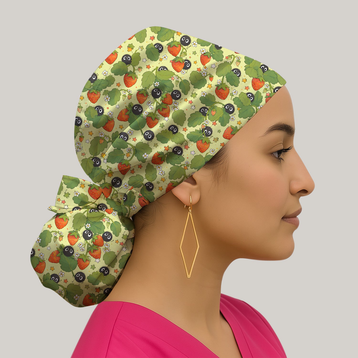 Cute Strawberry Soot Sprite Pattern Scrub Cap, Surgical Caps for Doctors