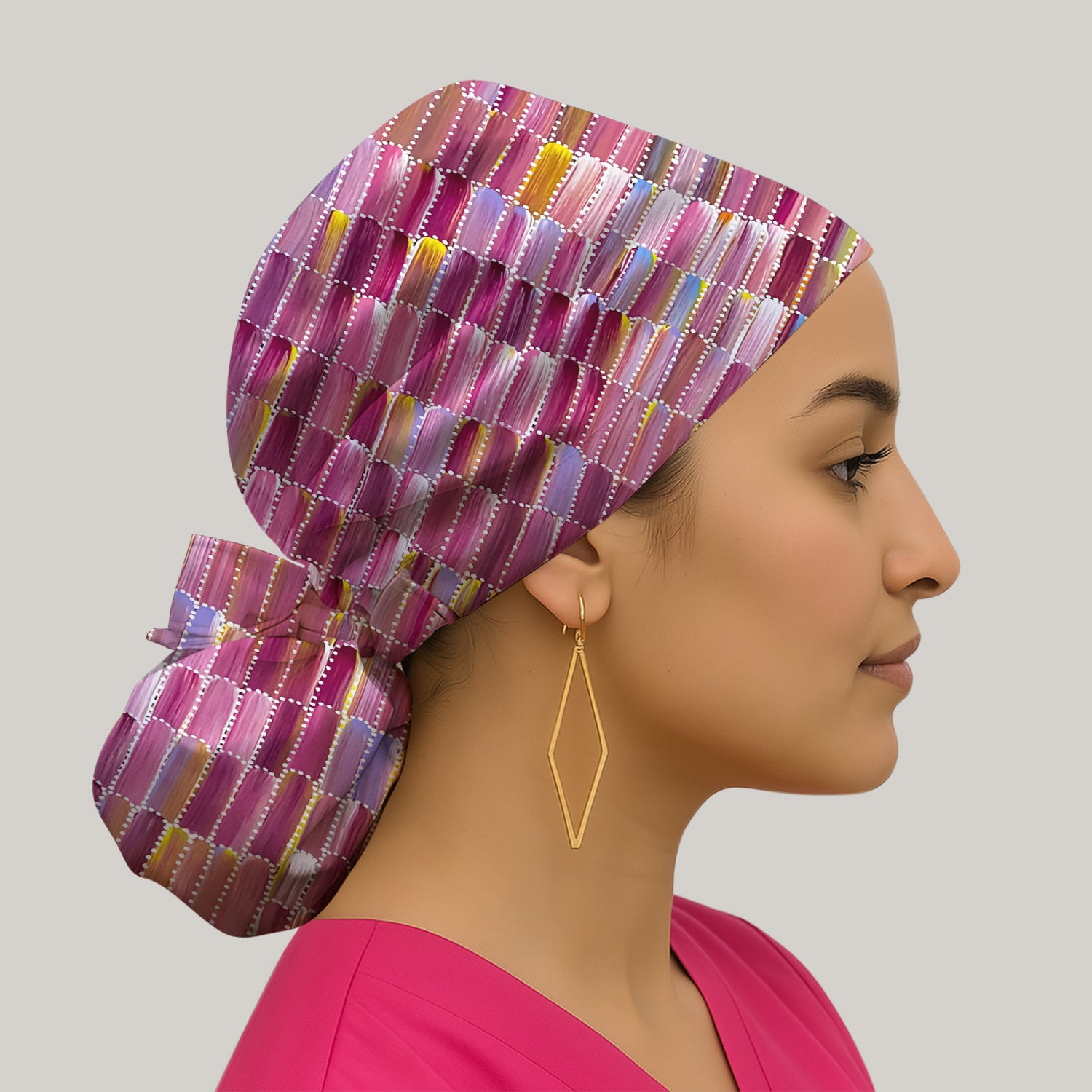 Colorful Abstract Brushstroke Dotted Pattern Scrub Cap, Surgical Caps for Doctors