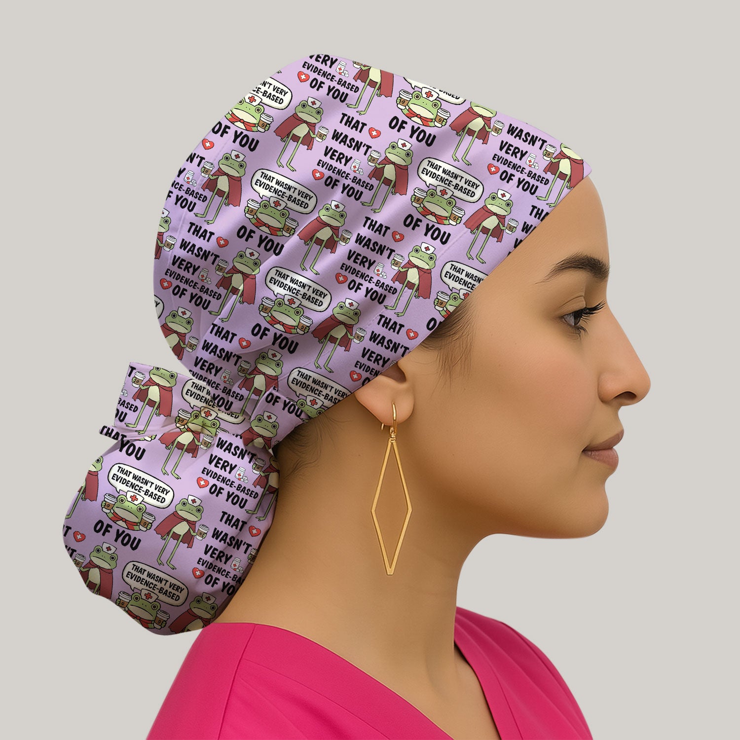 Funny Frog Nurse Quote Medical Pattern Scrub Cap, Surgical Caps for Doctors