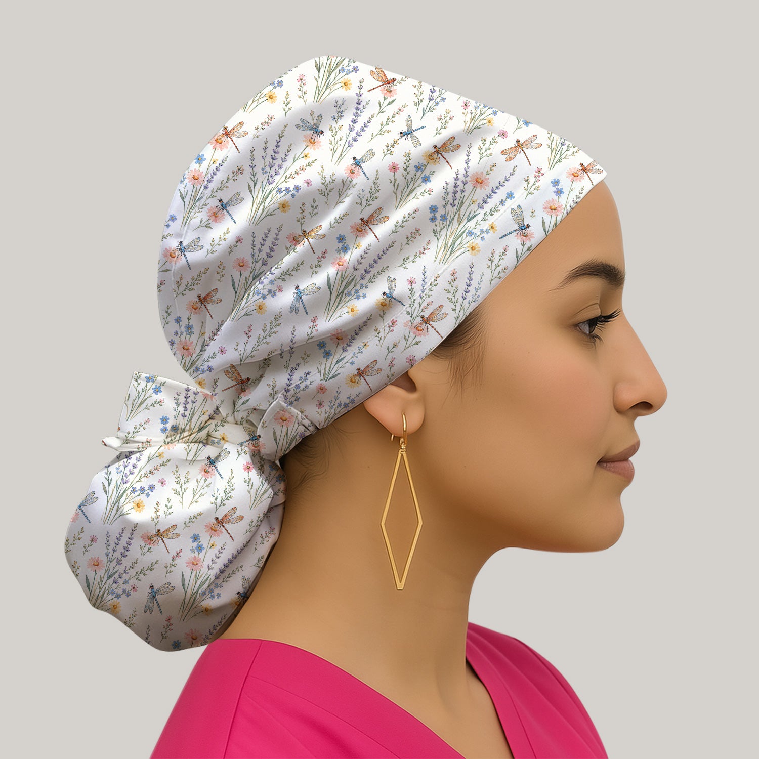 Dragonfly Wildflower Meadow Pattern Scrub Cap, Surgical Caps for Doctors
