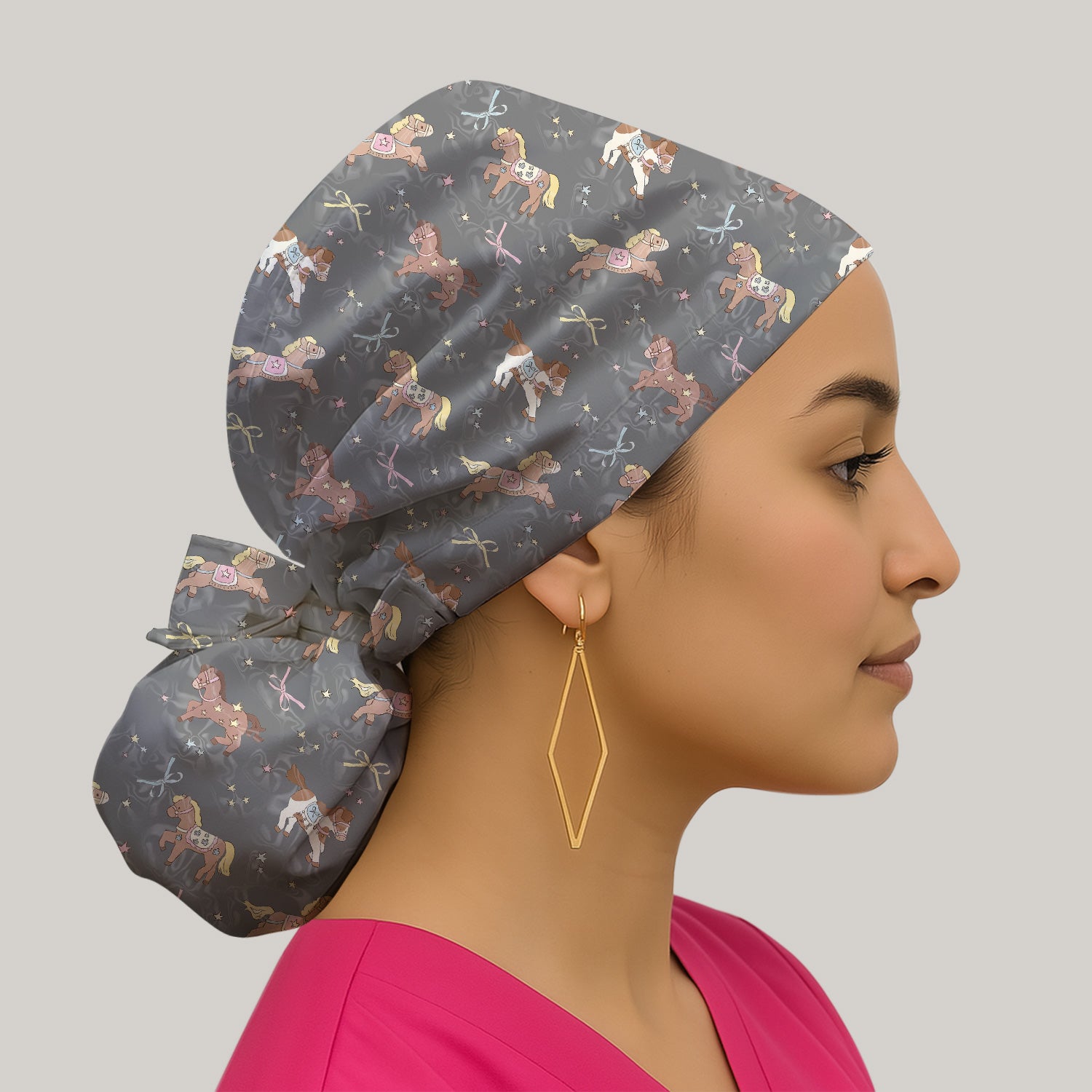 Cute Pony Star Pattern Scrub Cap, Surgical Caps for Doctors