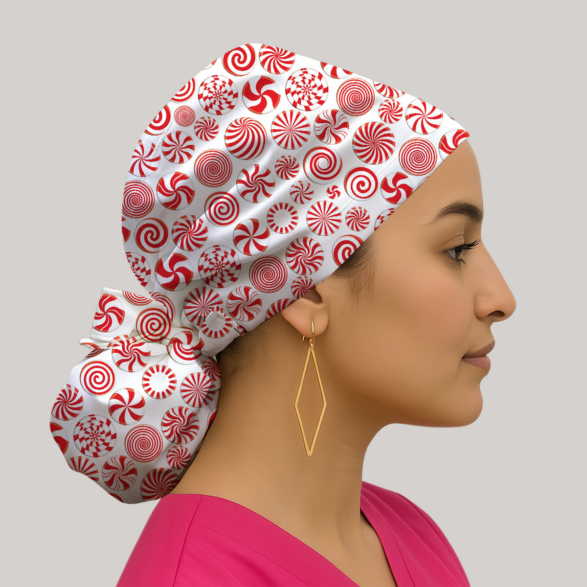 Christmas Peppermint Candy Pattern Scrub Cap, Surgical Caps for Doctors