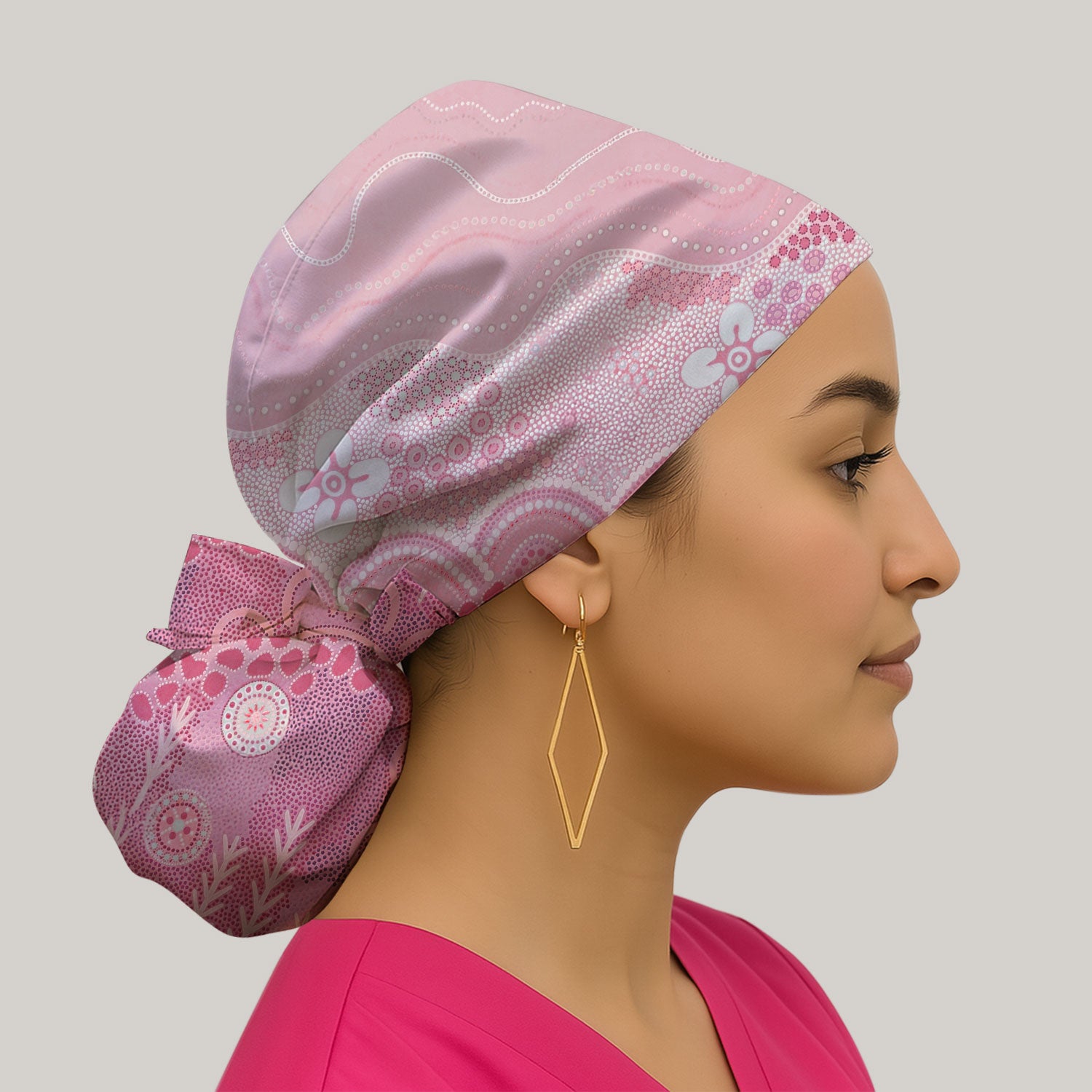 Floral Mandala Dot Pattern Cap, Surgical Caps for Doctors