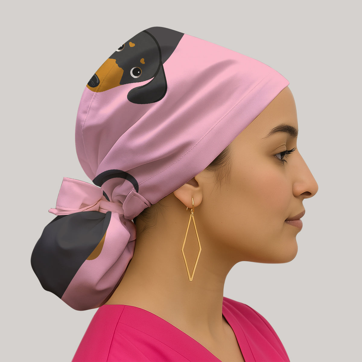Cute Peekaboo Dachshund Dog Scrub Cap, Surgical Caps for Doctors