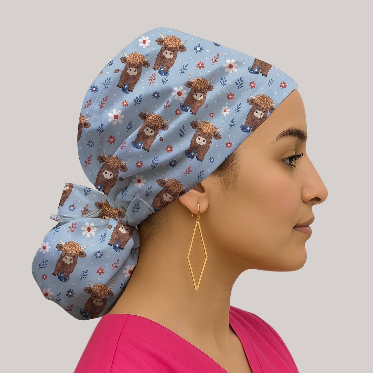 Floral Cowboy Boots Pattern Scrub Cap, Surgical Caps for Doctors