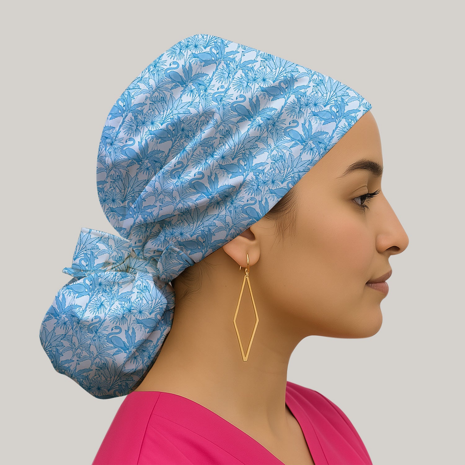 Tropical Flamingo Palm Leaves Pattern Scrub Cap, Surgical Caps for Doctors