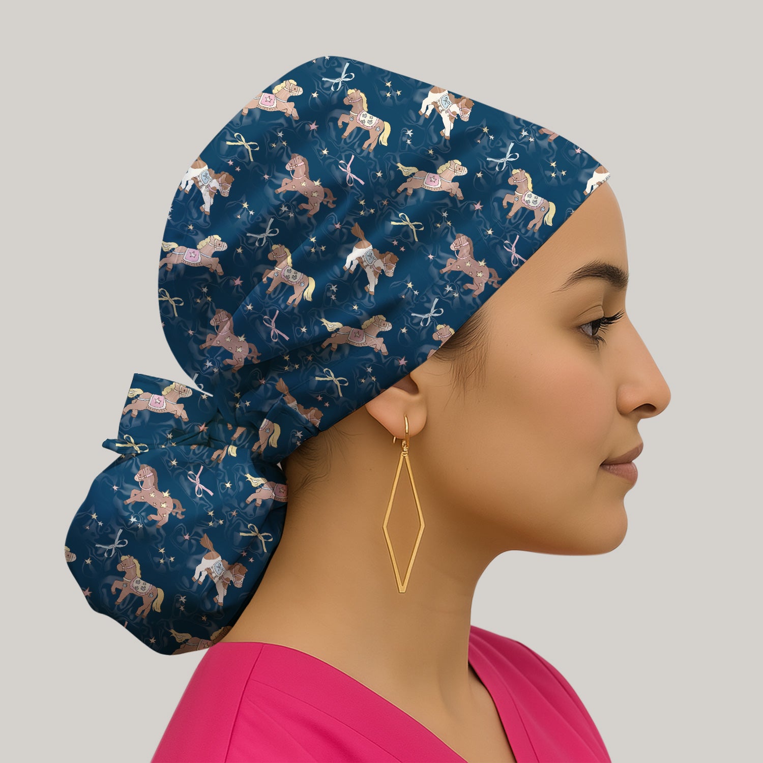 Cute Pony Star Pattern Scrub Cap, Surgical Caps for Doctors