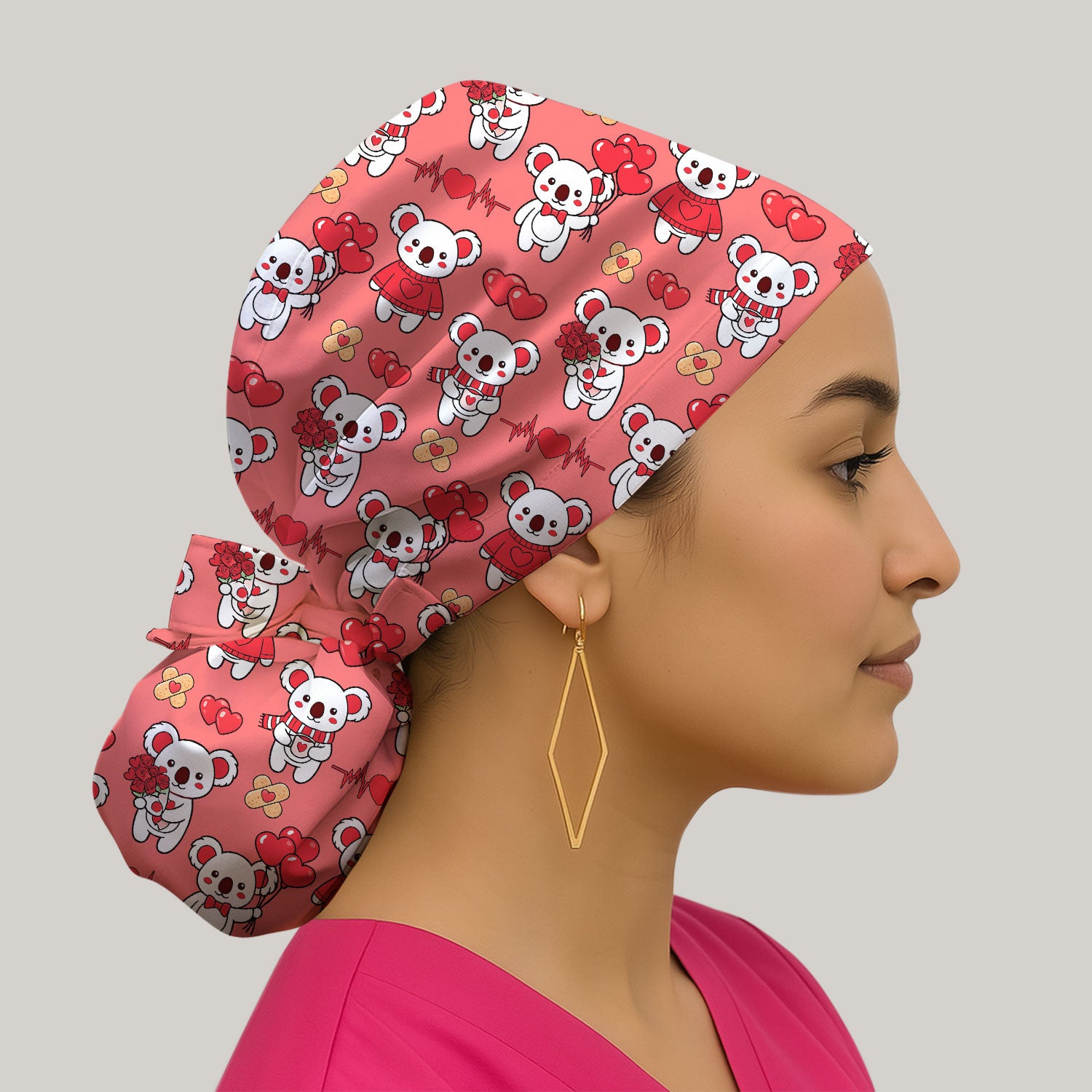 Sweet Koala Valentine Medical Design Scrub Cap, Surgical Caps for Doctors