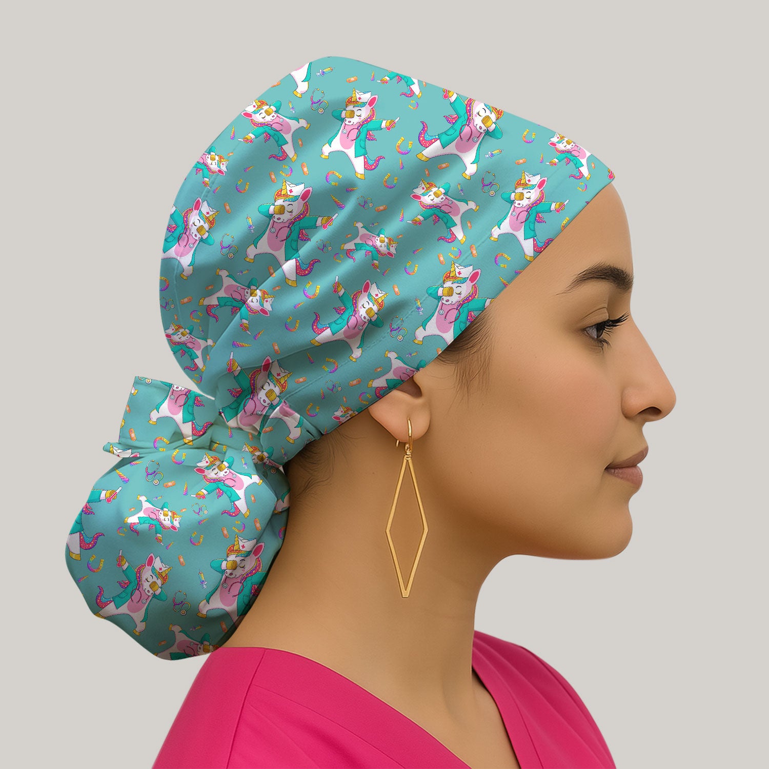 Cute Unicorn Nurse Dance Pattern Cap,Breathable Fabrics Caps Uniform