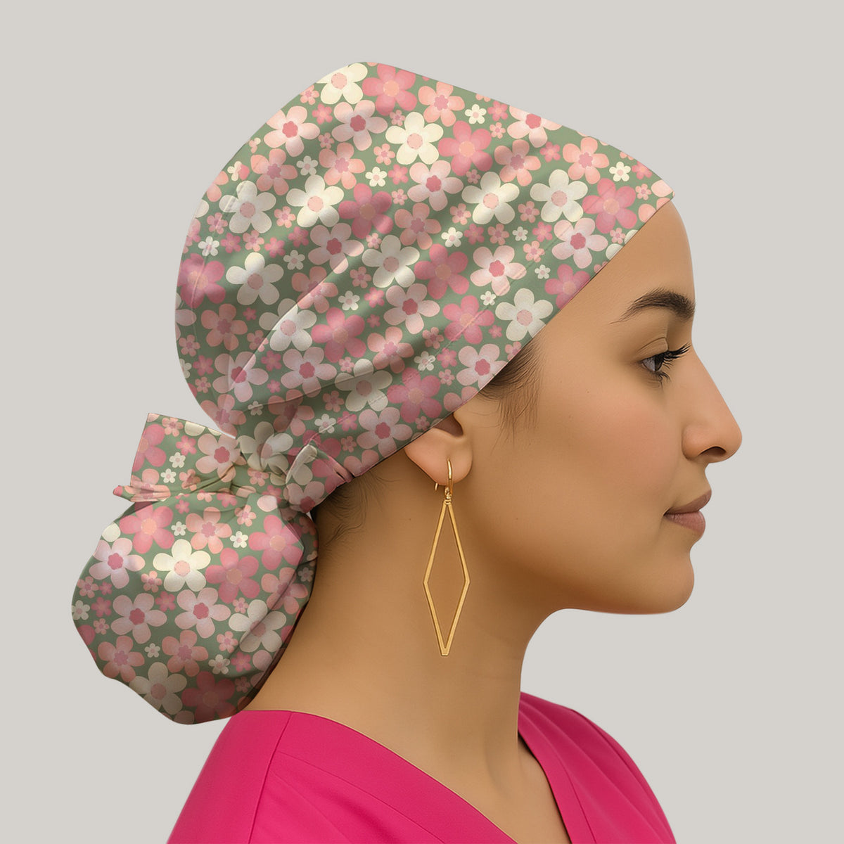 Retro Floral Print Scrub Cap, Surgical Caps for Doctors
