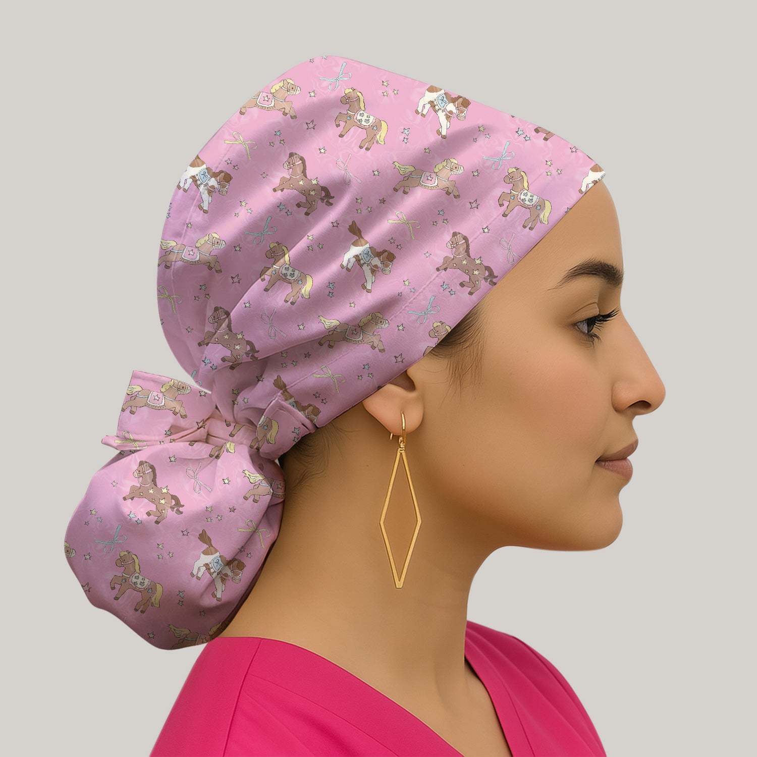 Cute Pony Star Pattern Scrub Cap, Surgical Caps for Doctors