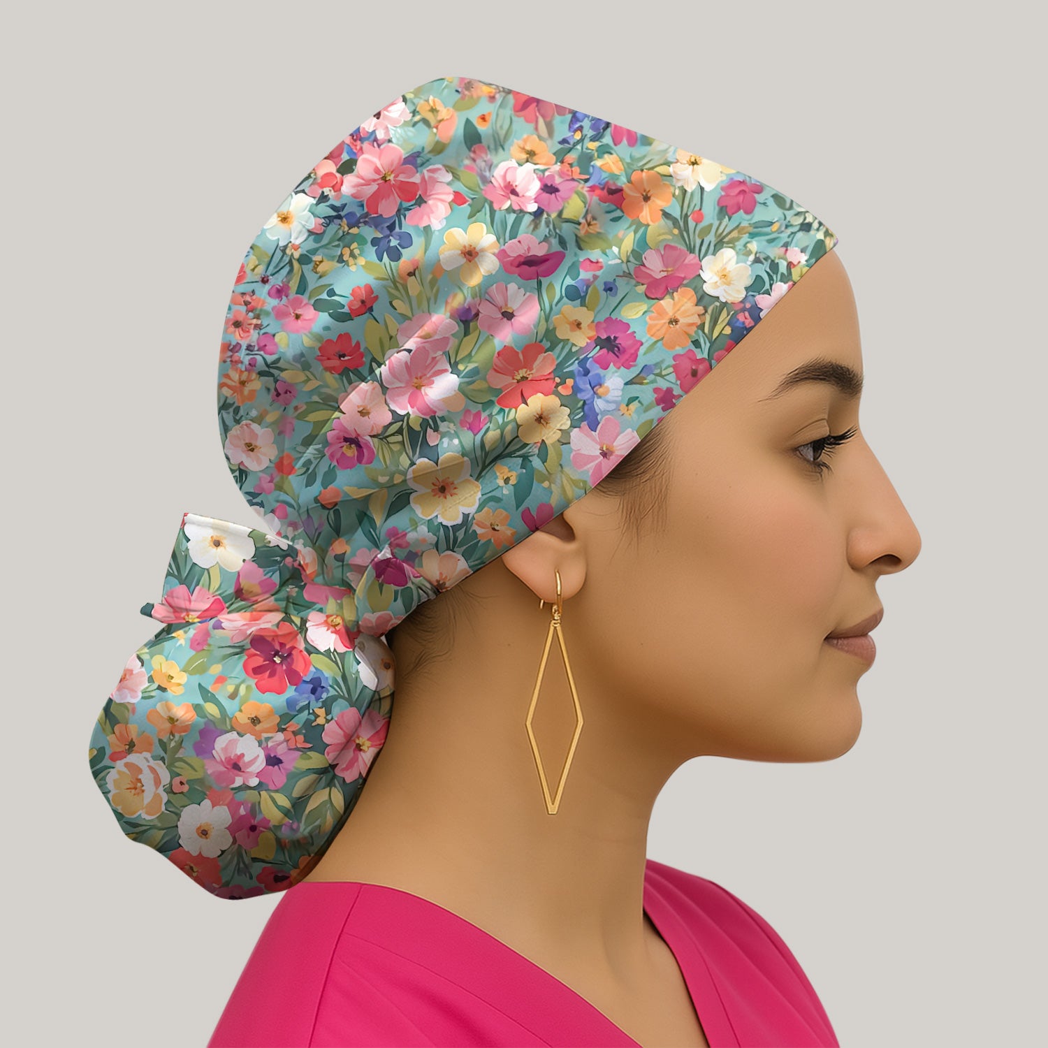 Colorful Wildflower Garden Bloom Scrub Cap, Surgical Caps for Doctors