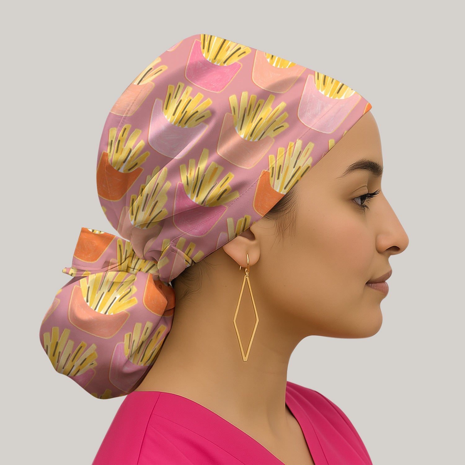 Funny French Fries Snack Food Pattern Scrub Cap, Surgical Caps for Doctors