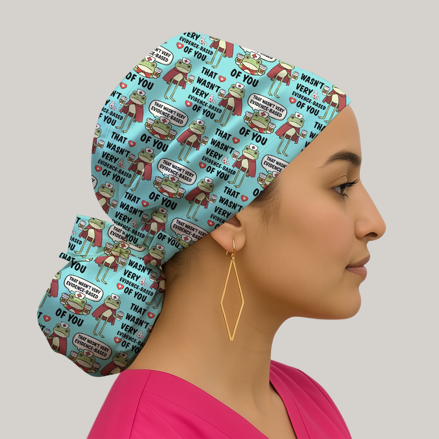 Funny Frog Nurse Quote Medical Pattern Scrub Cap, Surgical Caps for Doctors