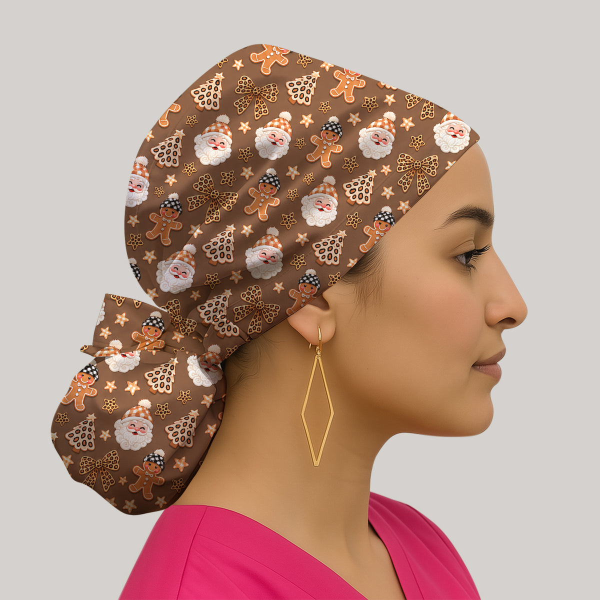 Funny Christmas Cat Baking Biscuits Pattern Scrub Cap, Surgical Caps for Doctors