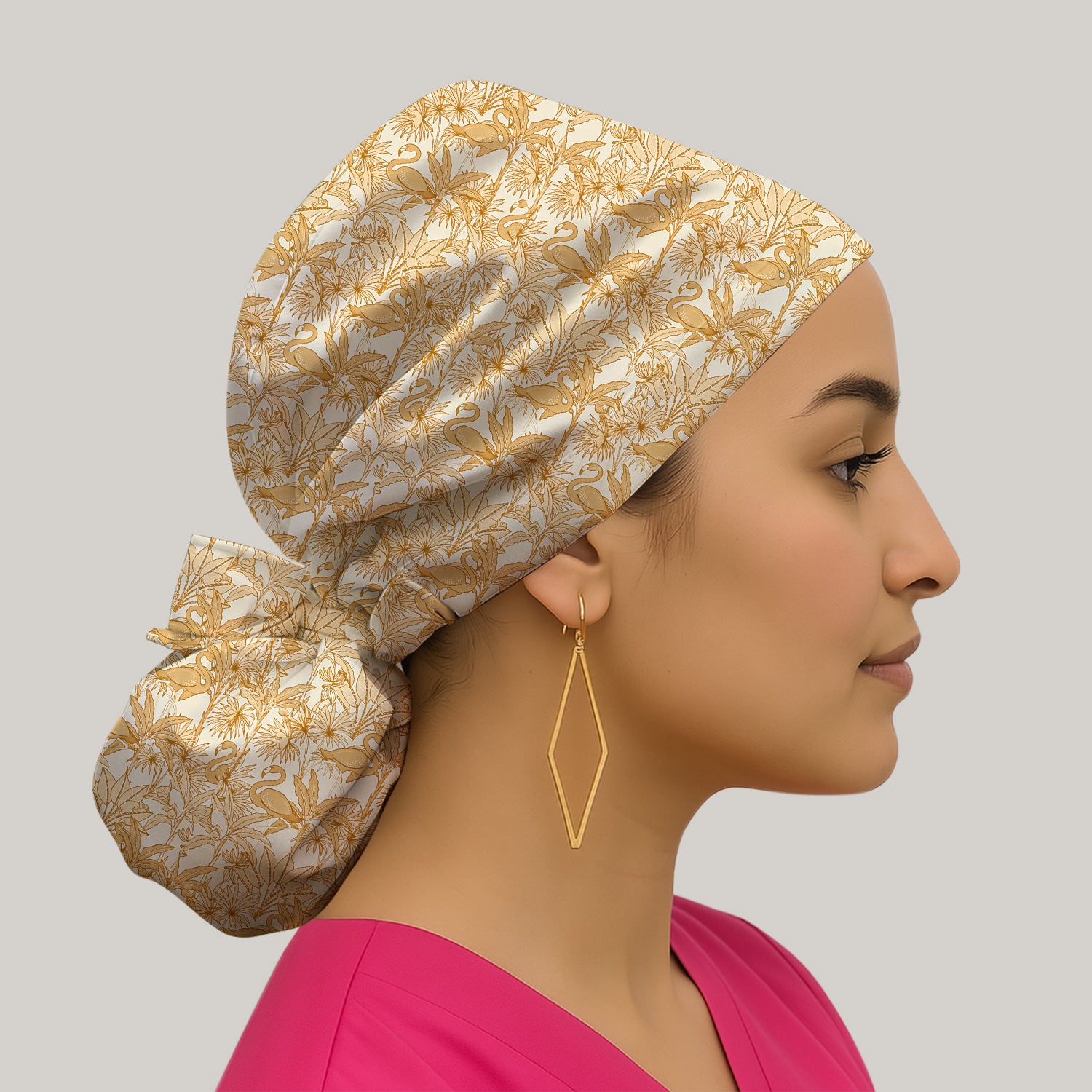 Tropical Flamingo Palm Leaves Pattern Scrub Cap, Surgical Caps for Doctors