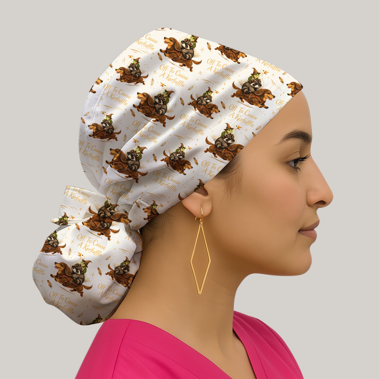 Funny Halloween Off To Cause A Kerfuffle Pattern Scrub Cap, Surgical Caps for Doctors