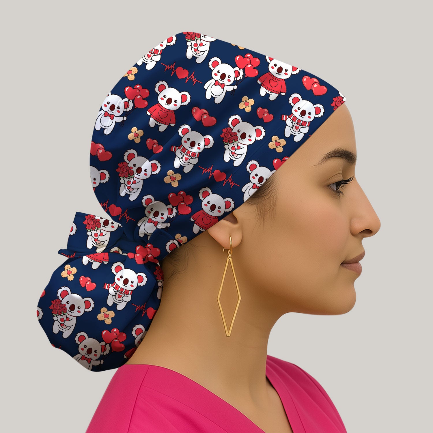 Sweet Koala Valentine Medical Design Scrub Cap, Surgical Caps for Doctors