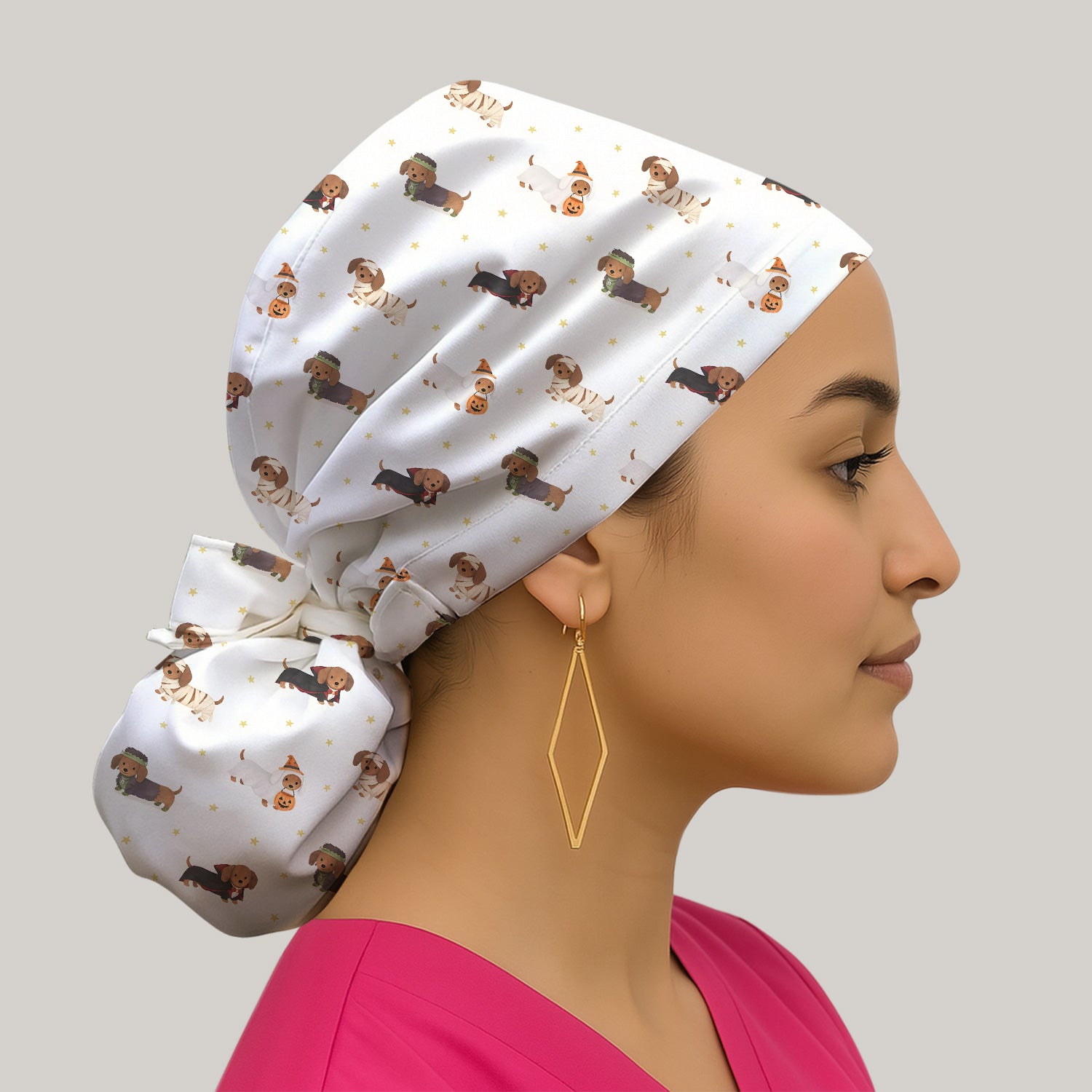 Halloween Dachshund Costumes Print Scrub Cap, Surgical Caps for Doctors