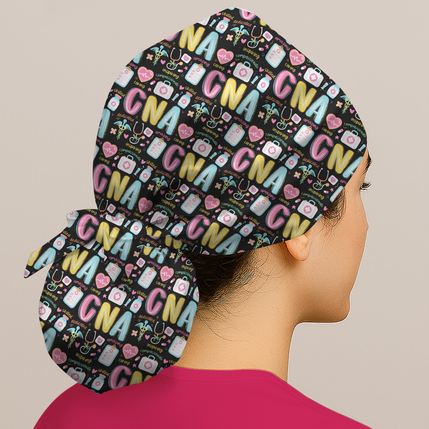 CNA Nurse Appreciation Pattern Scrub Cap, Surgical Caps for Doctors