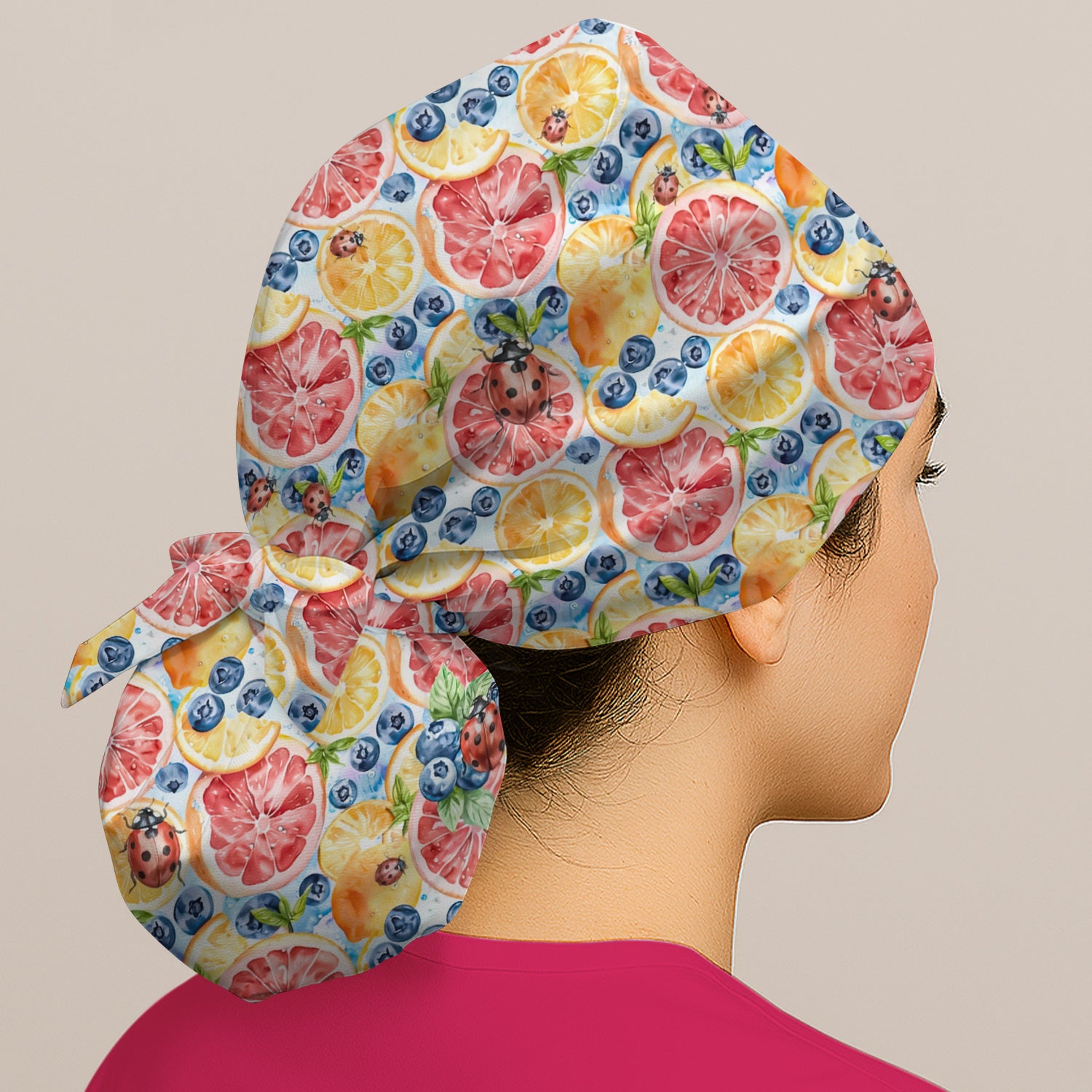 Cute Citrus Berry Ladybug Pattern Scrub Cap, Surgical Caps for Doctors