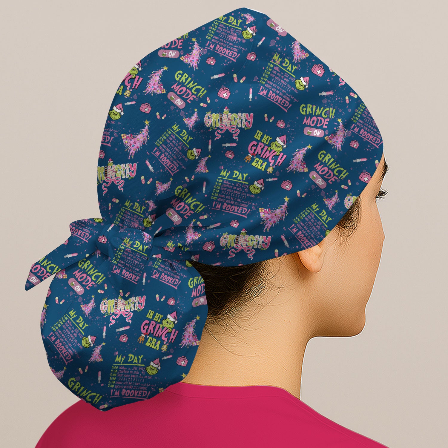 I’m Booked Funny Christmas Nurse Scrub Cap - Grinch Mode On Holiday Surgical Hat Multi Color - Grinchmas Gift for RN CNA LPN