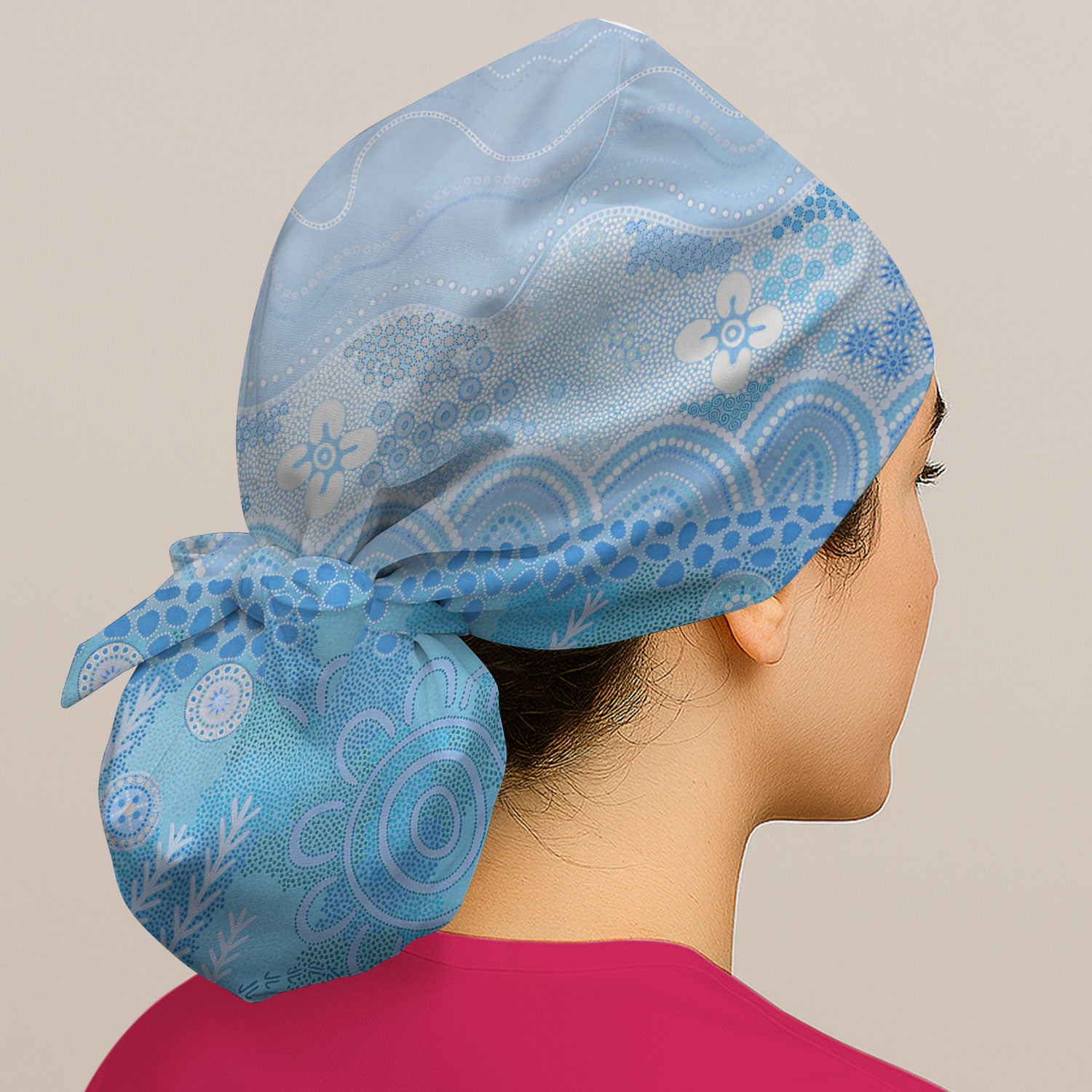 Floral Mandala Dot Pattern Cap, Surgical Caps for Doctors