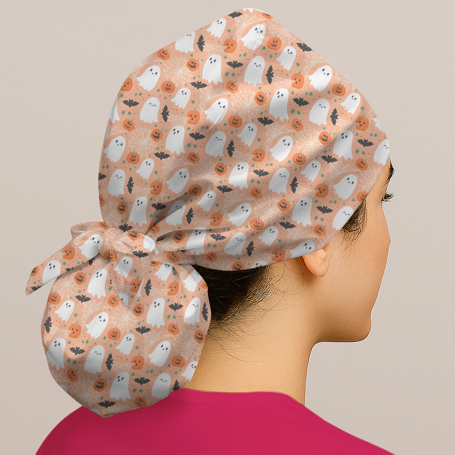 Cute Halloween Ghost And Pumpkin Scrub Cap, Surgical Caps for Doctors
