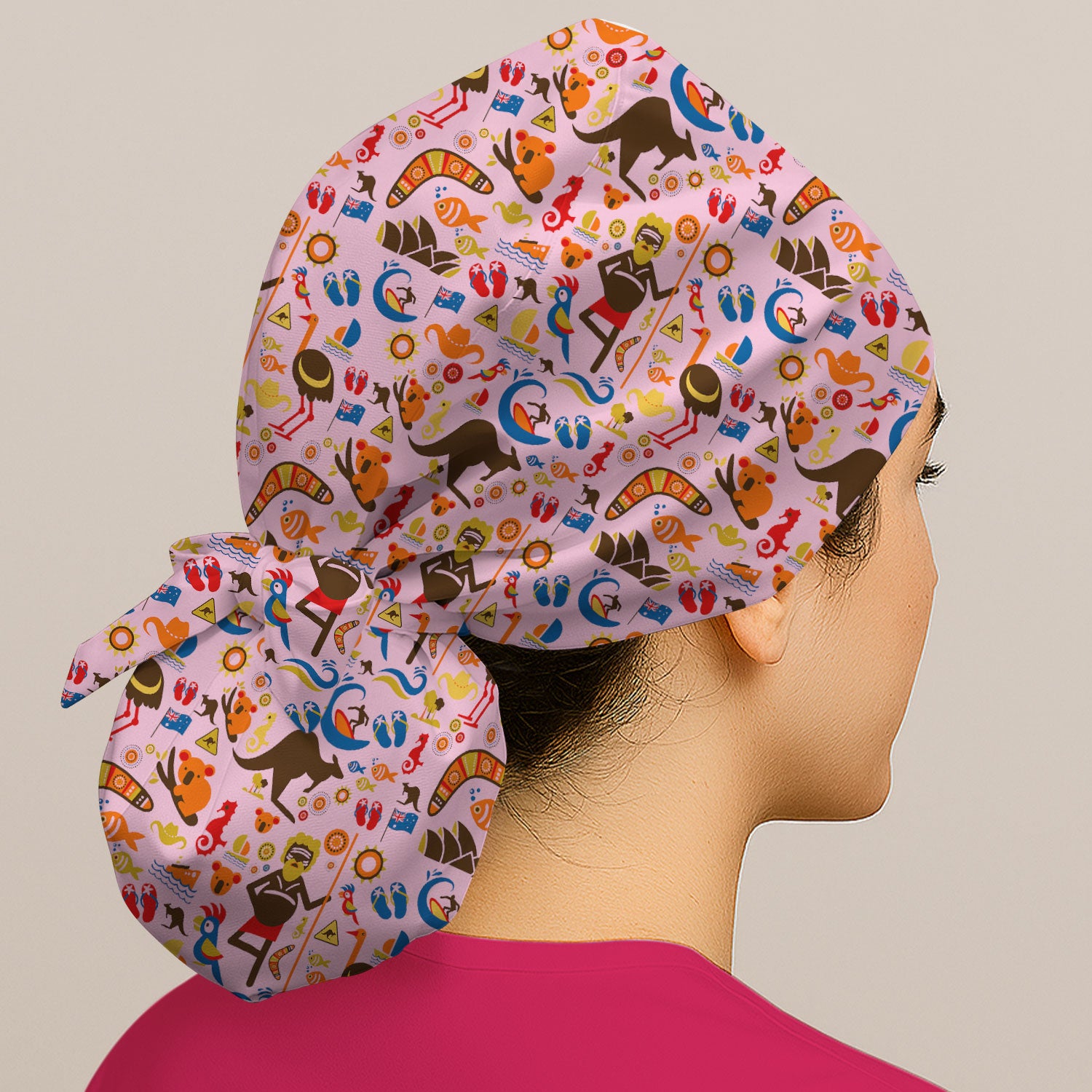 Indigenous Inspired Icon Scrub Cap, Australia Culture Pattern Nurse Hat, Comfortable Scrubs For Nursing