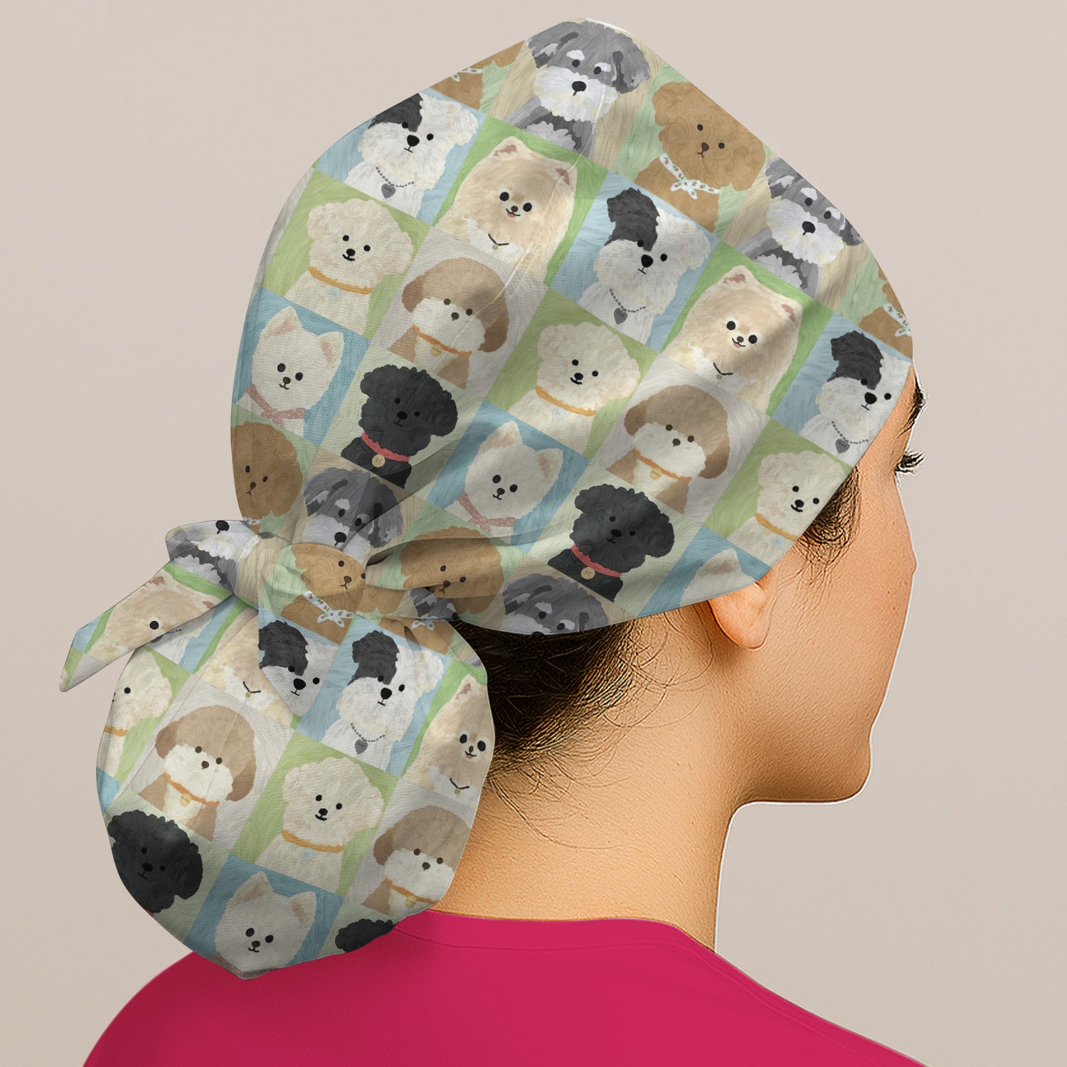 Adorable Different Dog Breeds Pattern Caps, Surgical Caps for Doctors