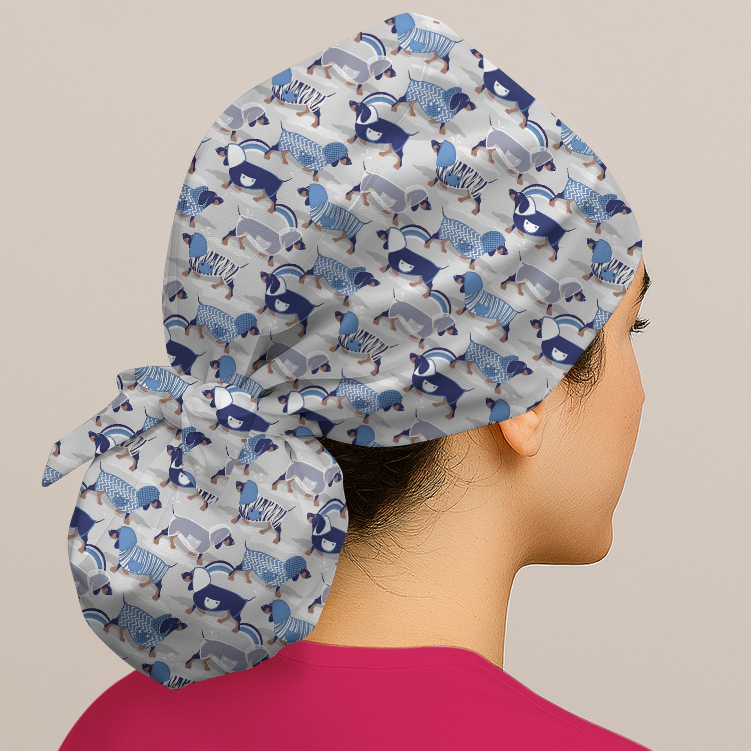 Cute Dachshund Raincoat Parade Pattern Scrub Cap, Surgical Caps for Doctors