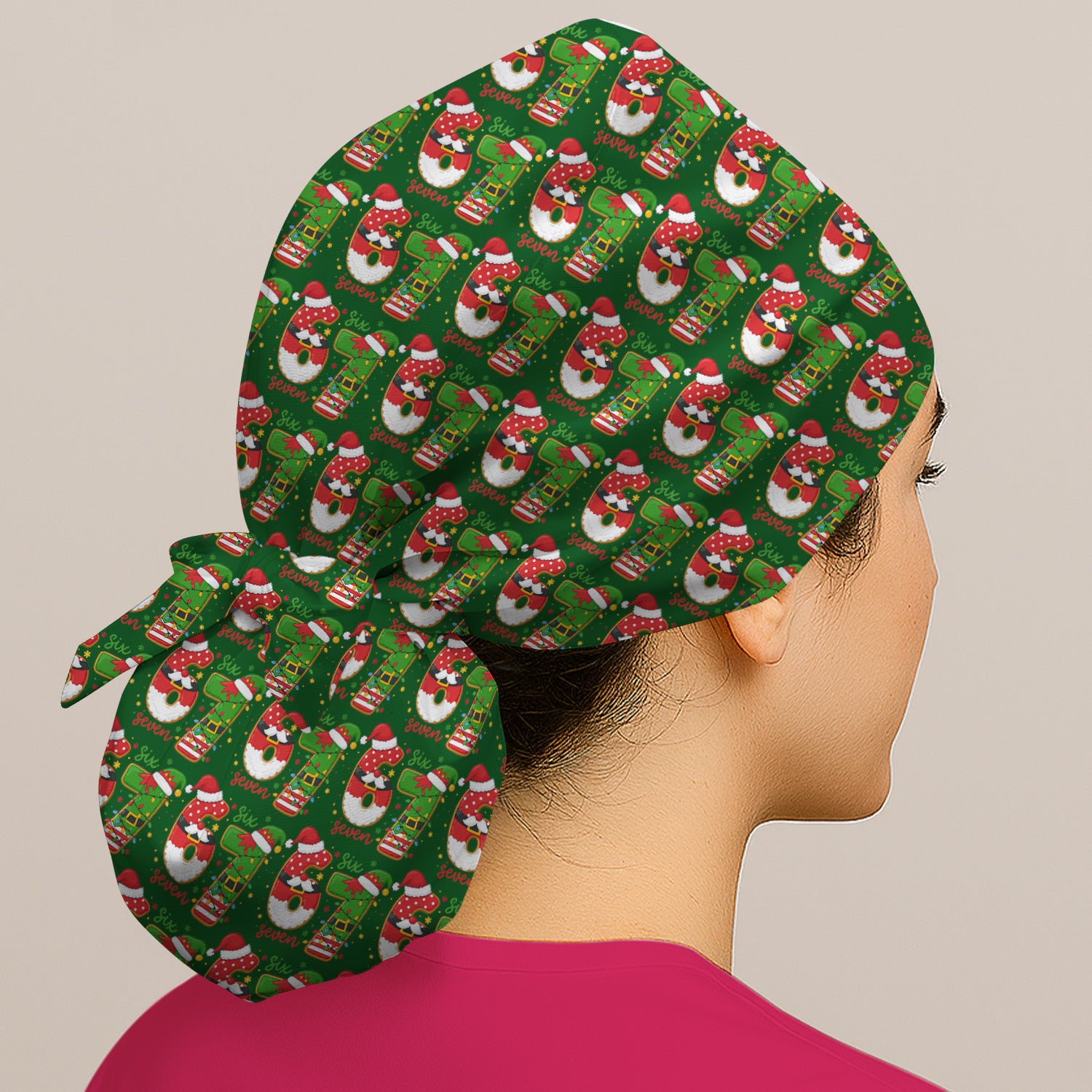 Christmas 67 Pattern Scrub Cap, Festive Holiday Medical Uniform Hat For Nursing