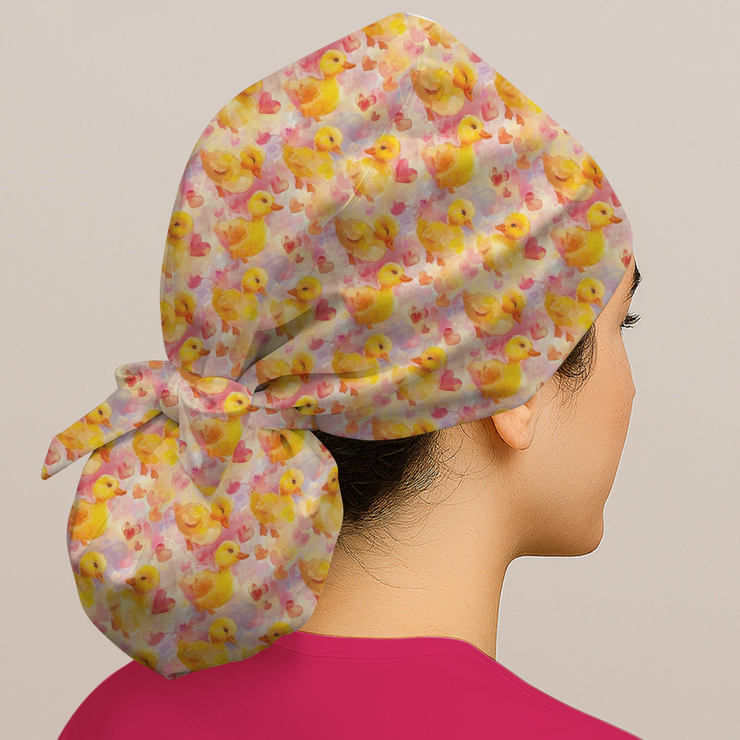 Cute Duck Heart Watercolor Pattern Scrub Cap, Surgical Caps for Doctors
