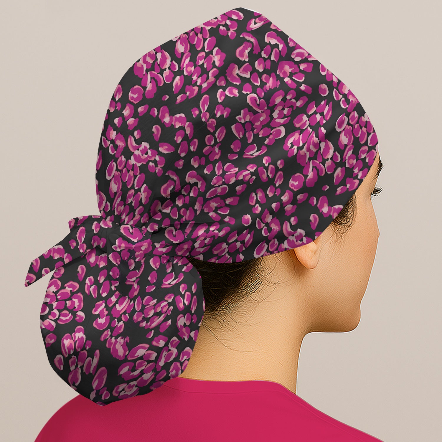 Falling Pink Rose Petals All Over Print Cap, Bouffant Scrub Caps for Women