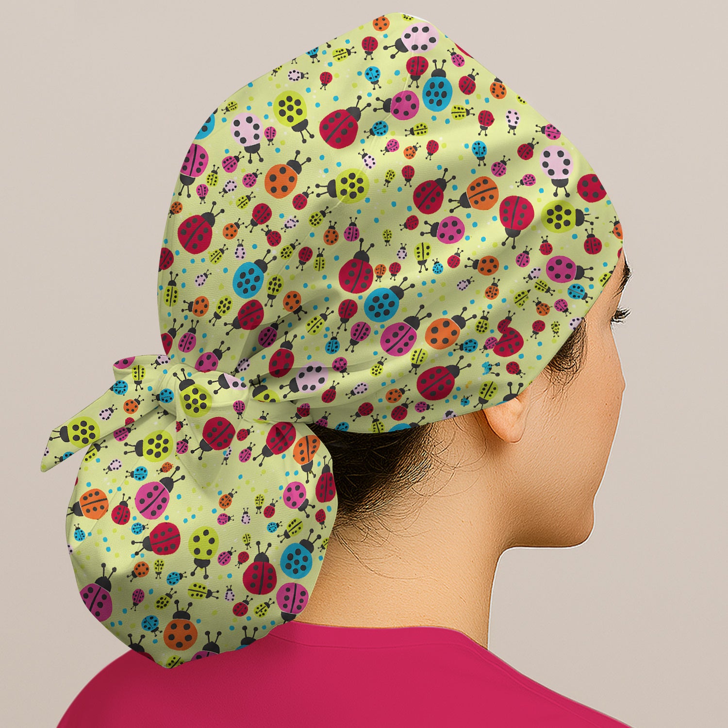 Colorful Ladybug Garden Pattern Scrub Cap, Surgical Caps for Doctors