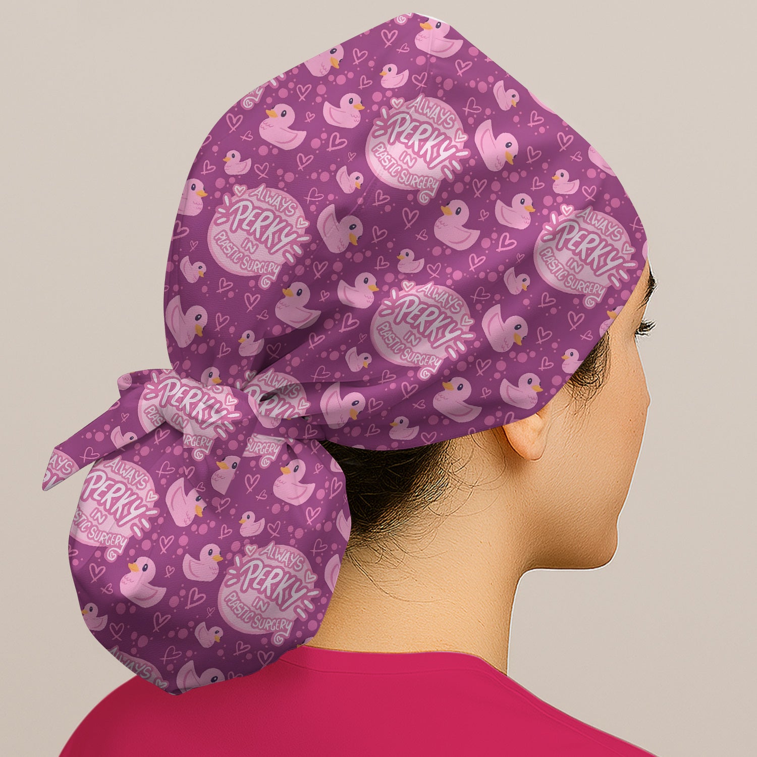 Always Perky Plastic Surgery Duck Pattern Surgical Cap, Breathable Fabrics Caps Uniform